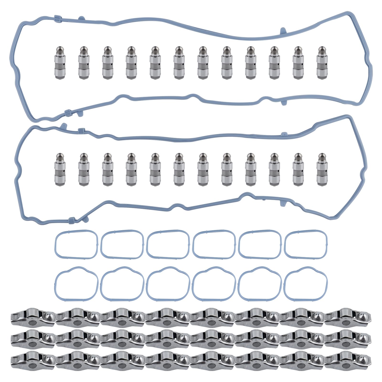 MUCO 24Pcs Rocker Arm Valve Lifter Gasket Kit 5184296AH 5184332AA for Ram 1500 Challenger Charger Journey Avenger Grand Cherokee Wrangler 3.6 2011 12
