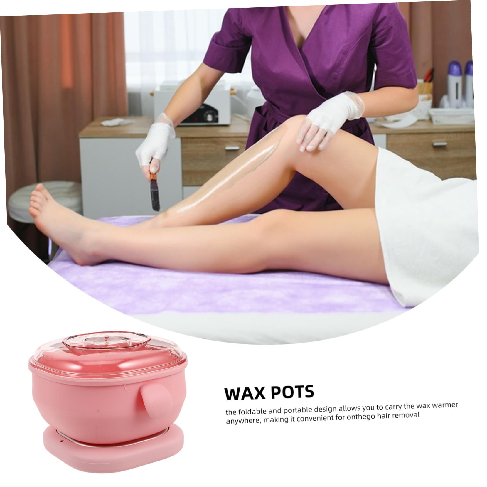 PACKOVE Scaldacera per Ceretta Portatile in Silicone Rosa Pieghevole, Facile da Pulire, Adatto per Gambe e Ascelle, Uso Domestico e Salone di Bellezza