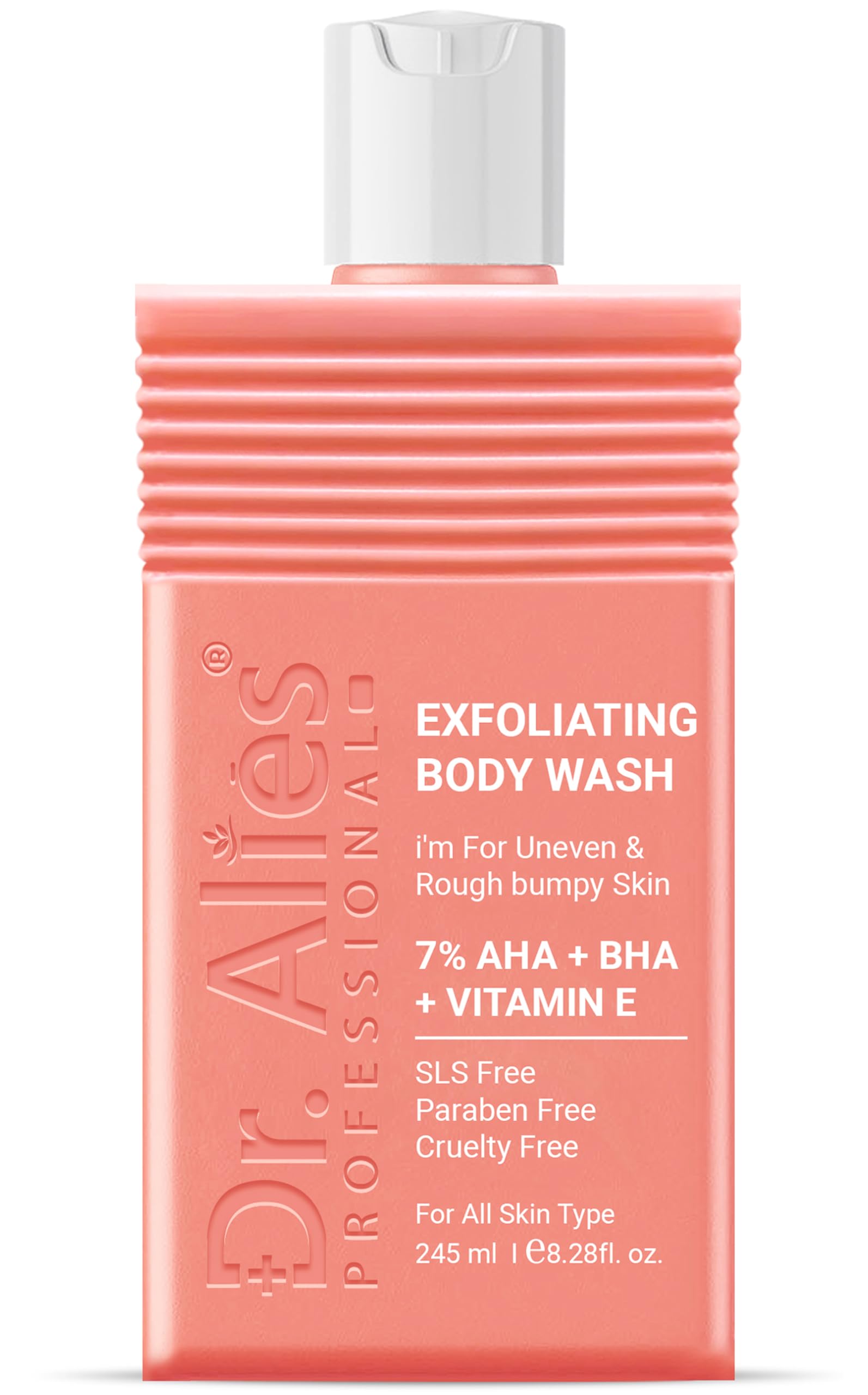 Dr. Alies Professional Exfoliating Body Wash 245 ml | 7% (AHA +BHA+ Vitamin E and Lactic Acid ) | Paraben & SLS Free | Gentle Exfoliating Shower Gel | Removes Tan & Body Acne | Prevents Dry, Rough, Bumpy Skin | Men & Women-image-16