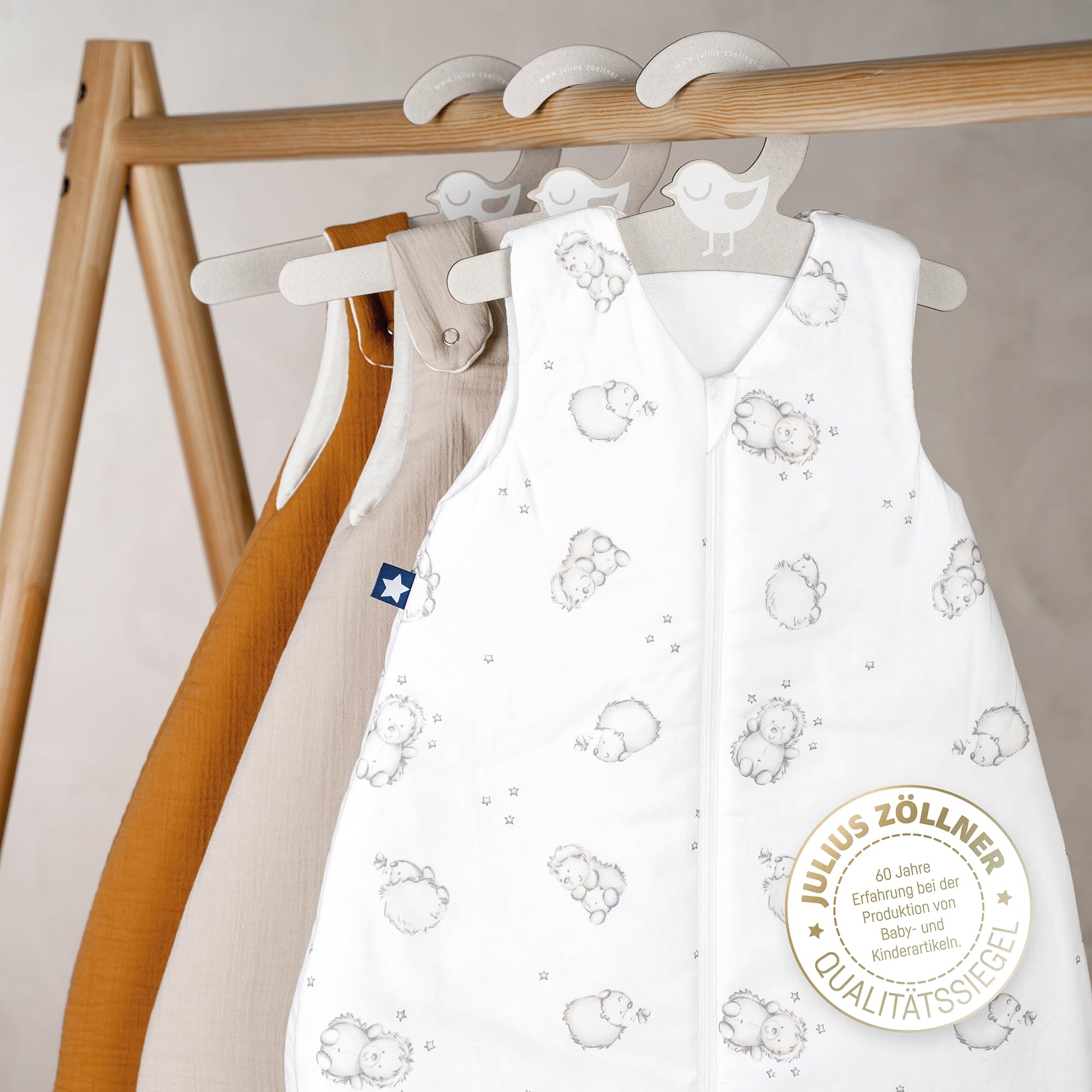 Julius Zöllner Zomerslaapzak jersey, 0,5 TOG, wasbaar op 60 °C, Made in Germany, OEKO TEX Standard 100, Leafy, maat 56/62