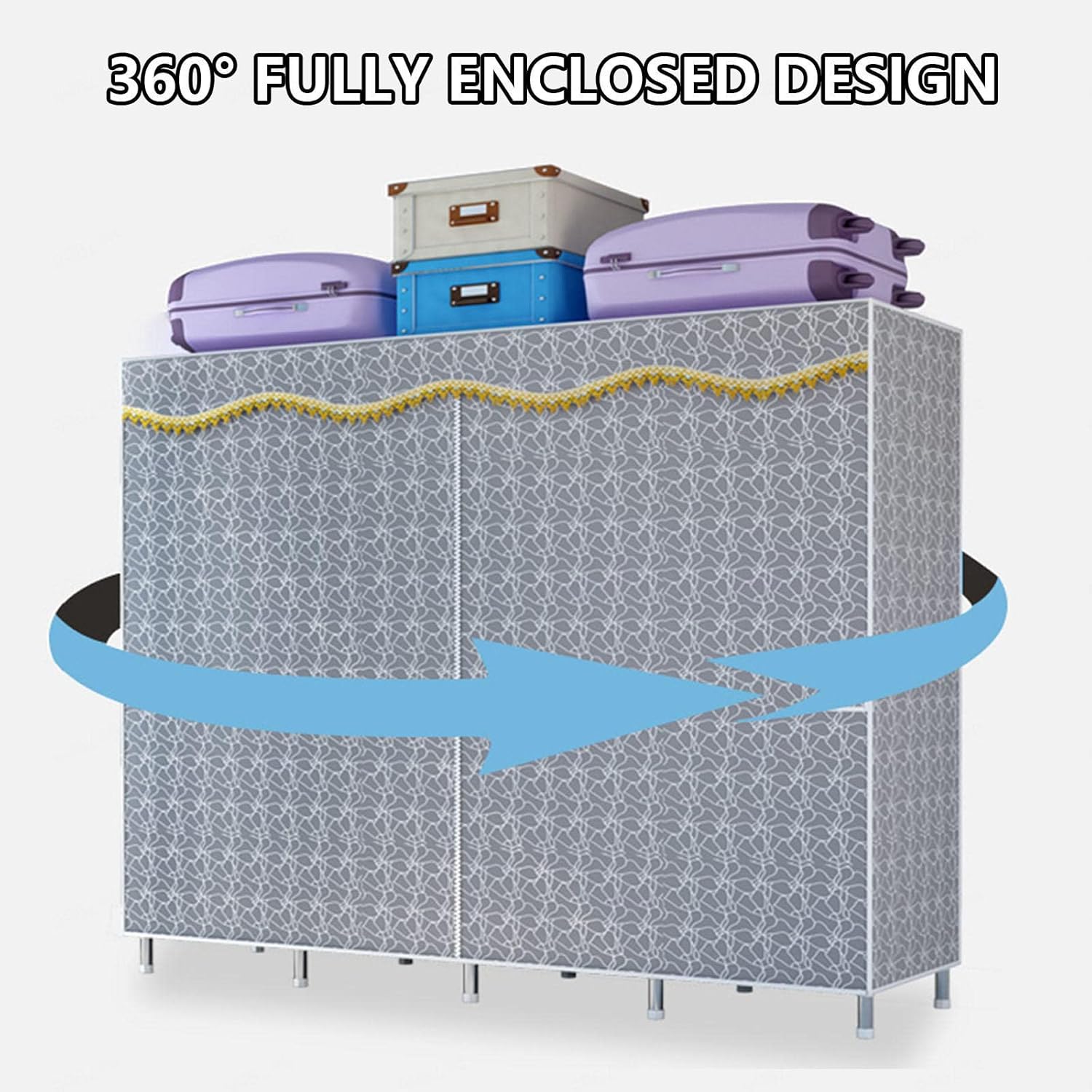 Wardrobe Canvas Wardrobe Portable Wardrobe Shelves with Hanging Rail, Shelves, Clothes Closet Storage Organizer for Bedroom, Living Room,B-123X45X170cm