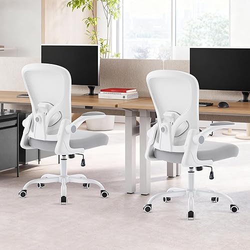 Miniatura 7 de Silla ergonómica de oficina, silla de escritorio para computadora con soporte lumbar ajustable y reposabrazos abatibles, función mecedora, cómoda