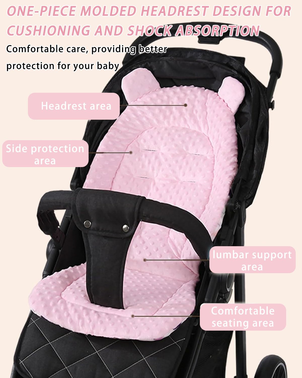 1 Pezzo Riduttore passeggino universale，Materassino Passeggino Universale In Cotone, Cuscino Passeggino Universale, Traspirante, Morbido, Accessori Per Passeggini（rosa）