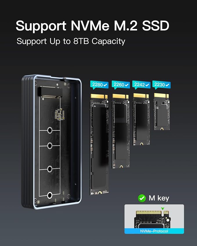 Carcasa externa para SSD M.2 NVMe 40Gbps Inateck aluminio miniatura 5