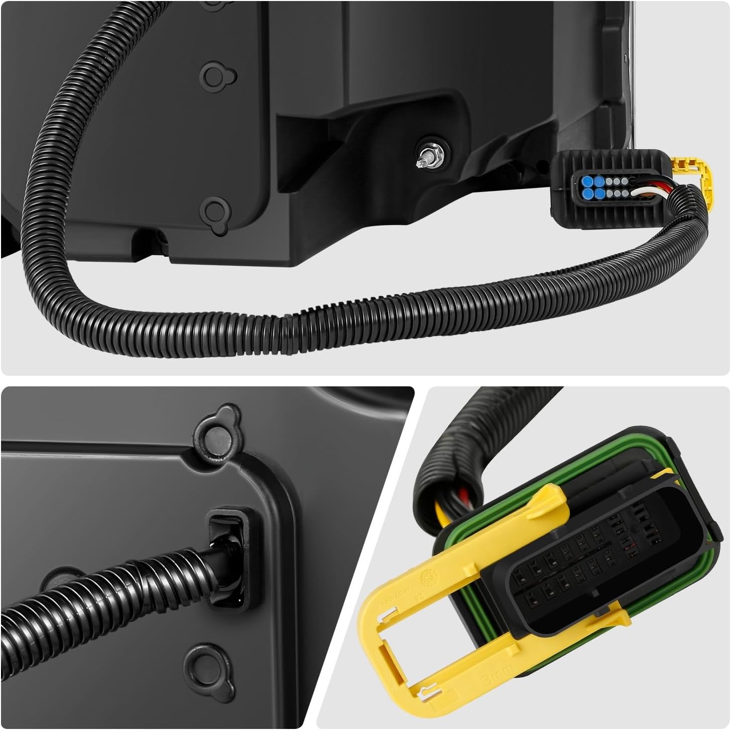 DNA MOTORING Black Turn Signal Projector Headlights With Dual LED DRL Compatible with Mack Anthem 2018-2025,HL-HAY-074-BK