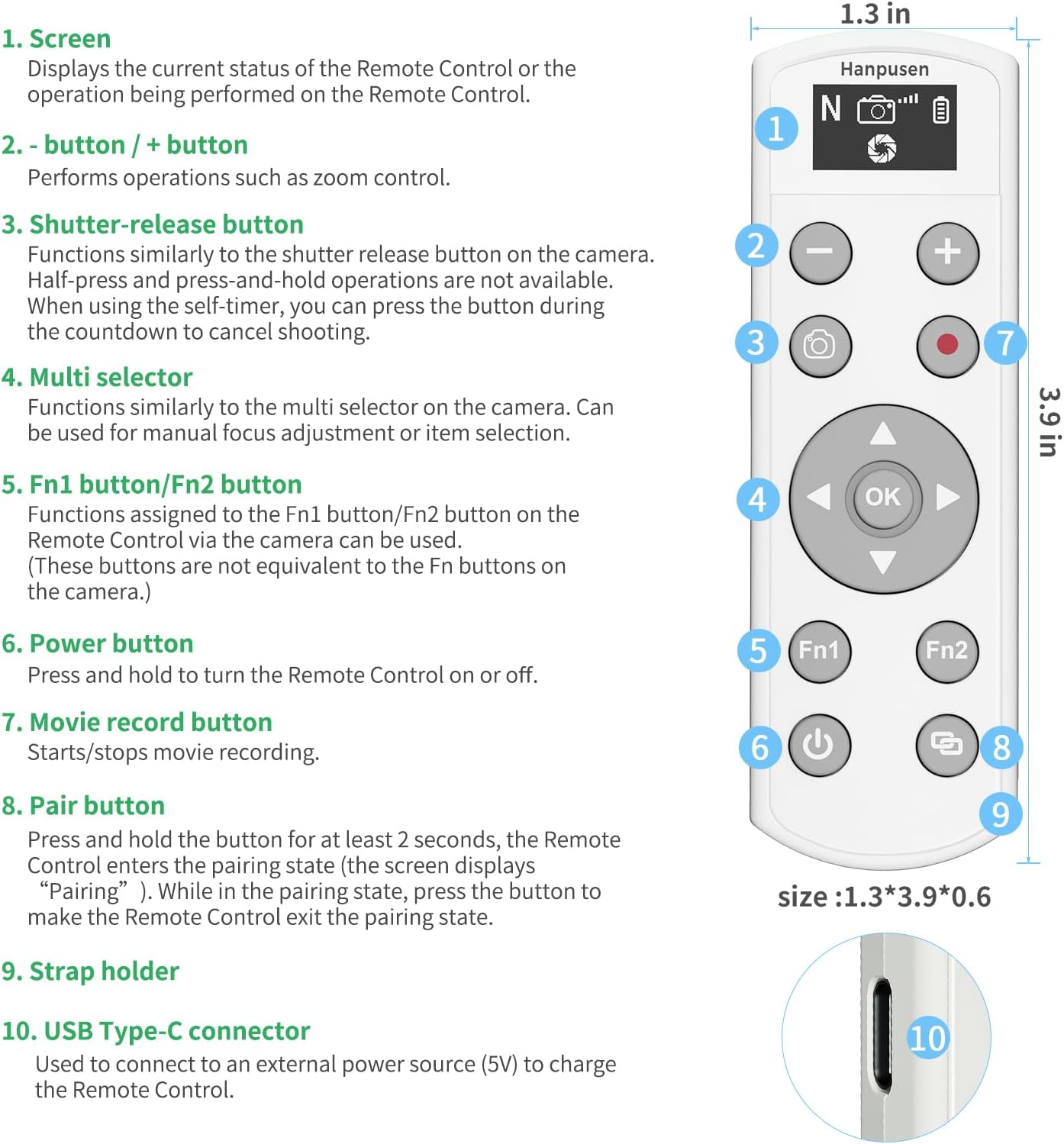 for Nikon Rechargeable Wireless Remote Control - Camera Remote Shutter Release with Zoom Focus Compatible with Nikon Z6 II/Z6 III/Z7 II/Z30/Z50/Z fc/Z f/Z5 II/Z50 II/B600/A1000/P950/P1000/P1100, White