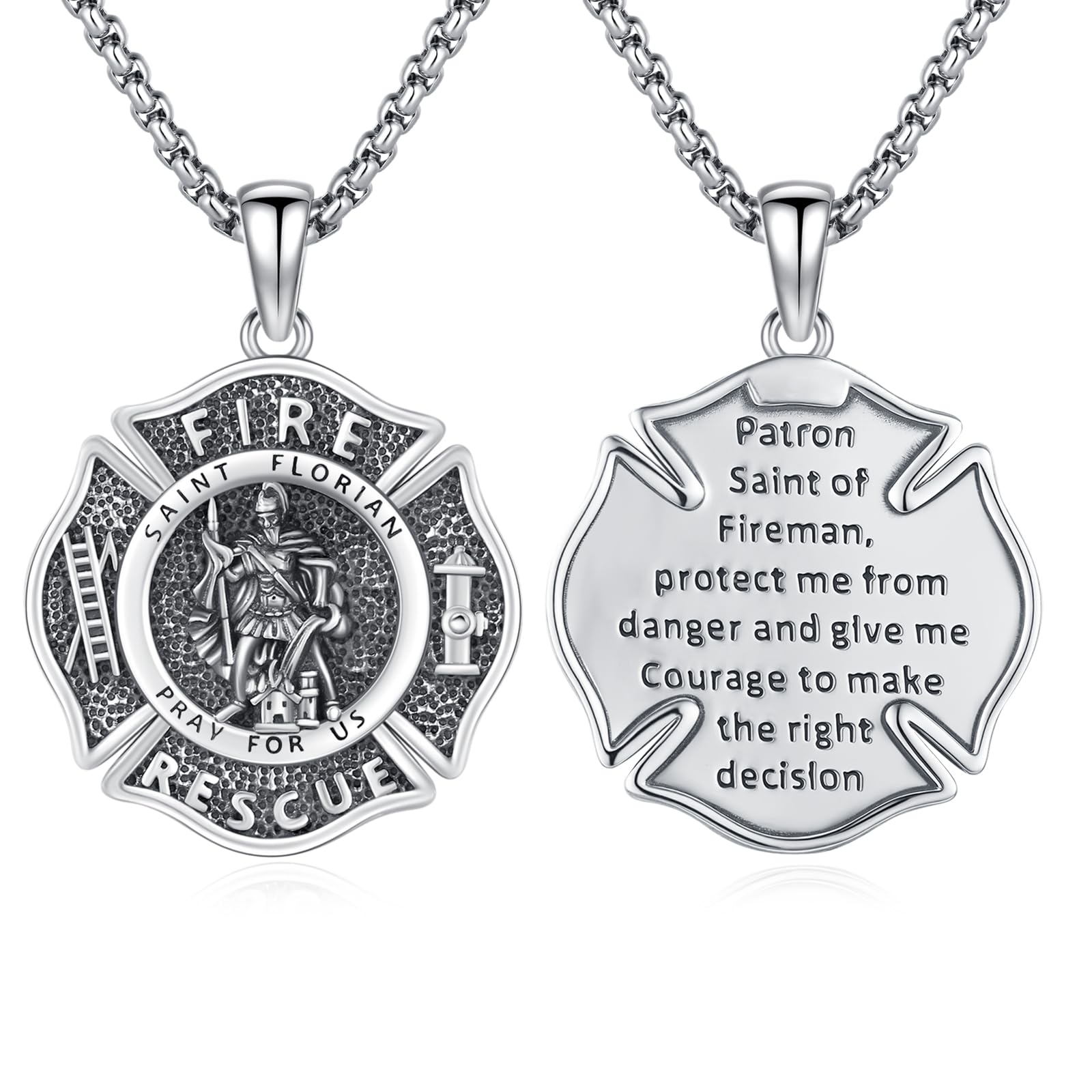 925 Sterling Silver Patron Saint Amulet Necklace for Men Women