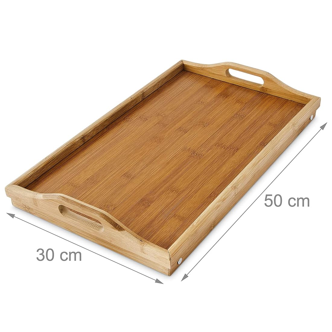 Plateau en bambou avec double fonction : Table de petit-déjeuner avec pieds déployants et bord haut - Idéal pour lit et canapé - Table pliante - Plateau en bois - 50 x 30 x 23 cm