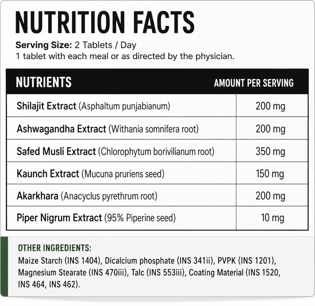 Pure Shilajit Ashwagandha Tablets for Men with Safed Musli Kaunch Beej Gokshura Akarkhara Ayurvedic Herbal Supplement for Energy Stamina Strength and Daily Wellness 60 Tablets — Amazon image 4