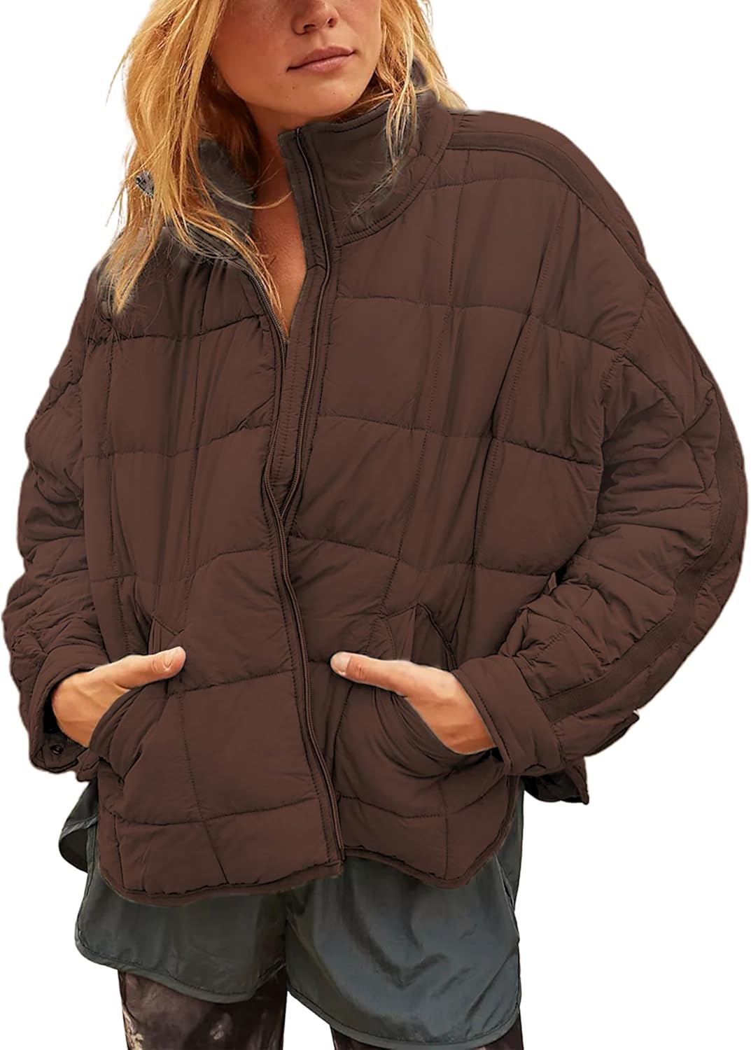 Xiaoxuemeng Womens Quilted Puffer Jacket Zip Up Lightweight Padded Coat Outwear with Pockets