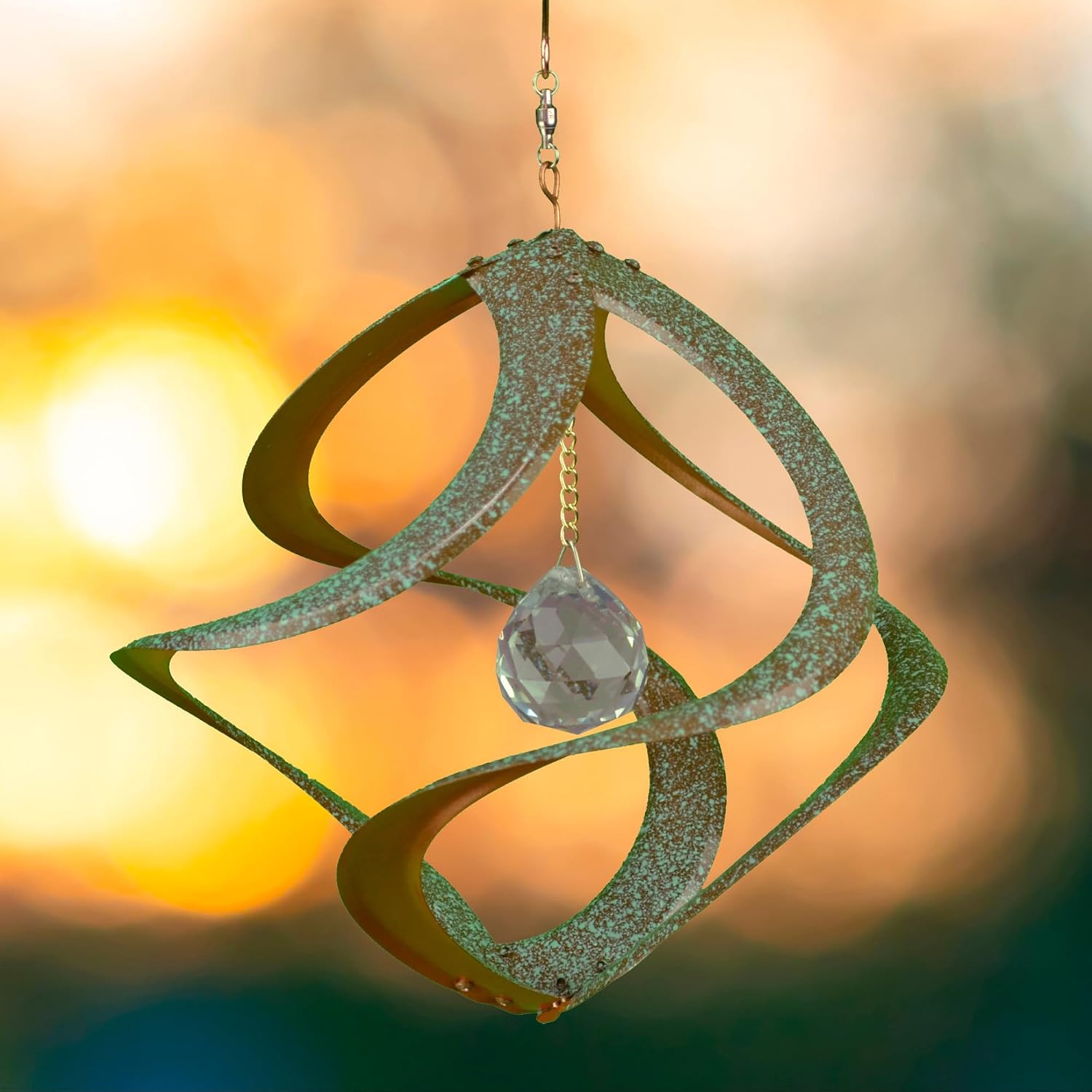 Red Carpet Studios The Original Helix Cosmix Wind Spinner Décor Hand-Crafted, 11-Inch, Verdi Gris