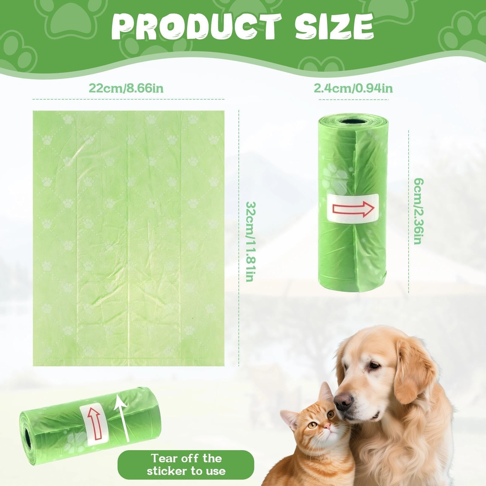 570 Pcs Bolsas Caca Perro, 6 Colores, Biodegradables, Bolsas Perro Prueba de Fugas, Dog Poop Bag para Uso Fuera de Casa, Fácil Apertura, para Perros y Mascotas, 22 x 32 cm (38 Rollos, 15 por Rollo) — view 2