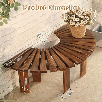Semi-circular Tree Seat Wrap Around - Solid Wood Garden Furniture Tree Bench - All-Weather Outdoor Patio Seating - Decorative Curved Bench Seating Chair(Half Round)