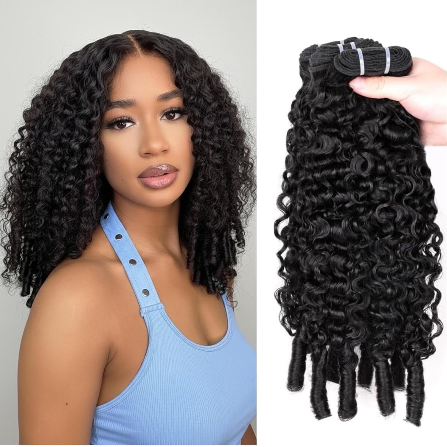 Burmese Curly Bundles Human Hair 16 18 20 Inch Water Wave 3 Bundles 3C4A Water Wave Human Hair Wet and Wavy 100% Unprocessed Brazilian Virgin Quick Weave for Women Natural Black