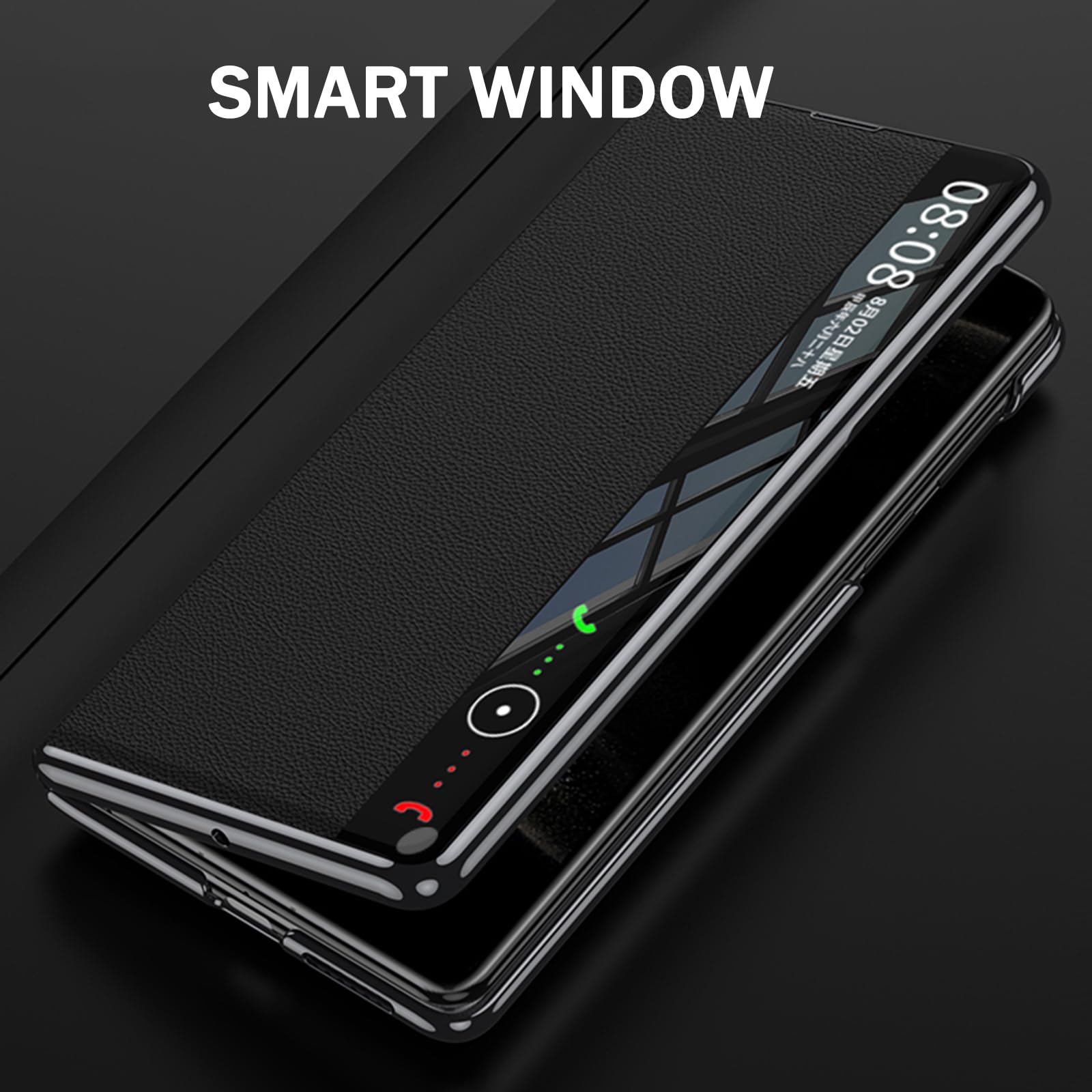 Skórzane etui do Huawei Mate X6, magnetyczne etui inteligentne okno widok funkcja odwracania wszechstronna ochrona etui biznesowe, czarne, Mate X6