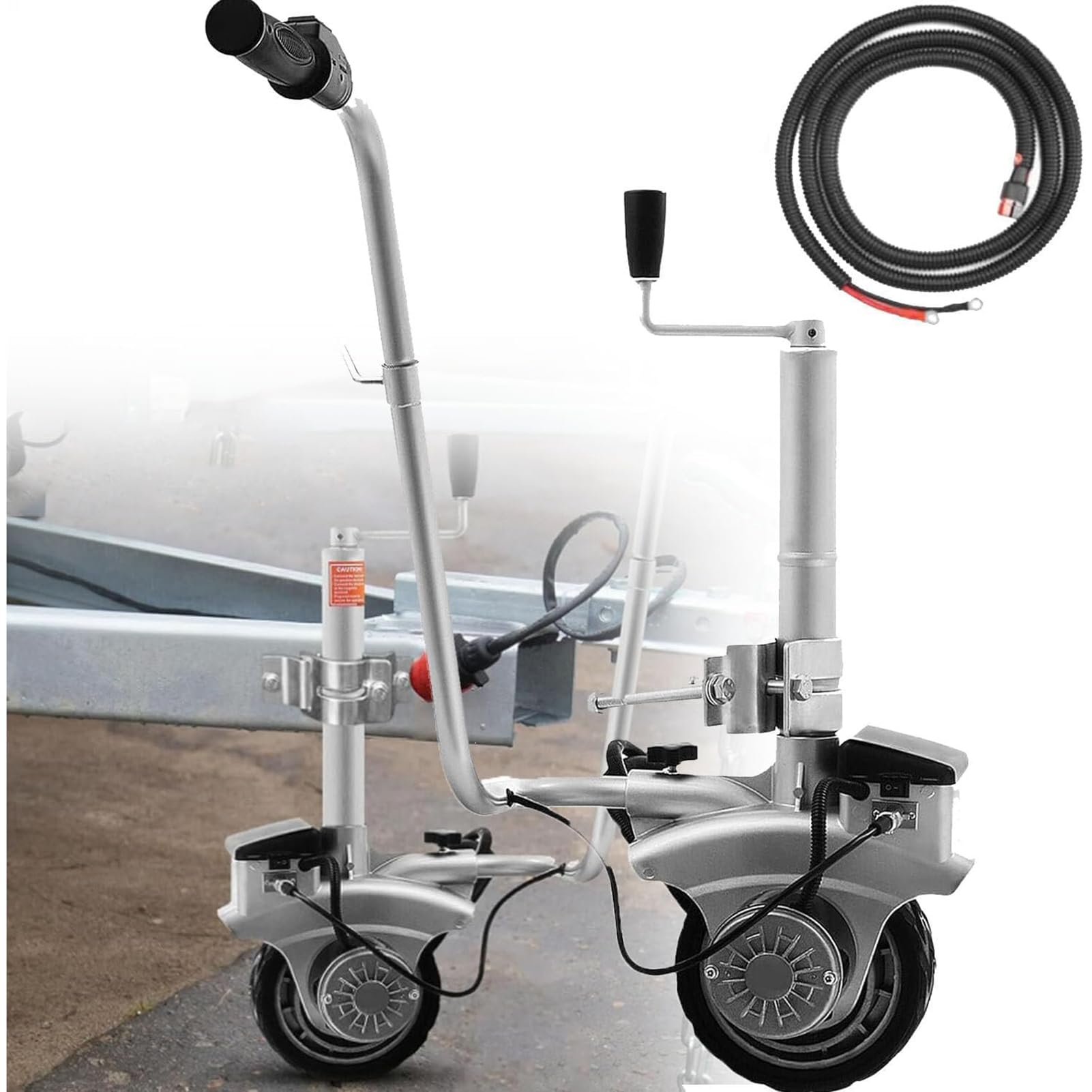 Wózek elektryczny do przyczepy 2270 kg, 12 V/350 W, podnośnik do przyczepy, opony gumowej 8 cali, do przenoszenia przyczep, przyczep kempingowych i łodzi