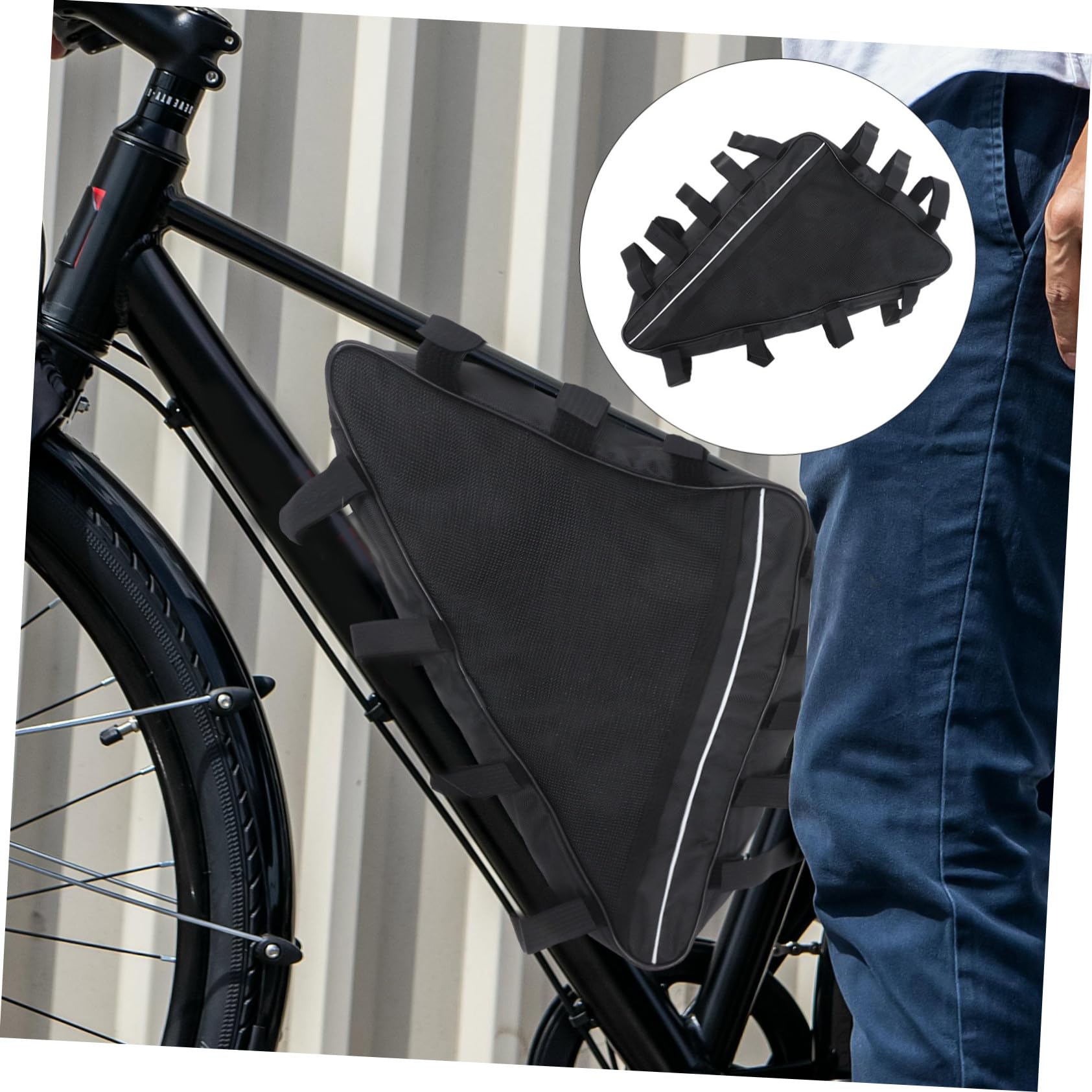 Borsa Triangolare da Telaio Bici 693, Capienza Grande, Nero | Tessuto Oxford, Facile da Installare, Resistente All'usura, Adatta per Campeggio ed Escursionismo