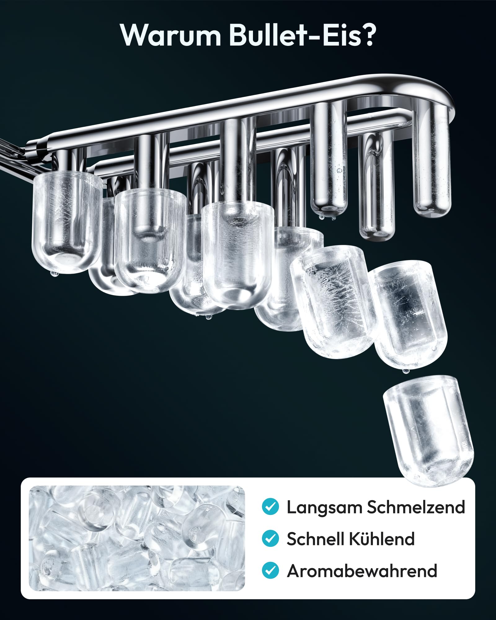 EUHOMY Eiswürfelmaschine Klein, 9 Eiswürfel in 6 Minuten, 12 kg/24H, Eiswürfelmaschine Edelstahl mit Tragbarem Griff, Selbstreinigender Kompakter Eiswürfelmaschinen für Zuhause/Küche/Büro/Bar