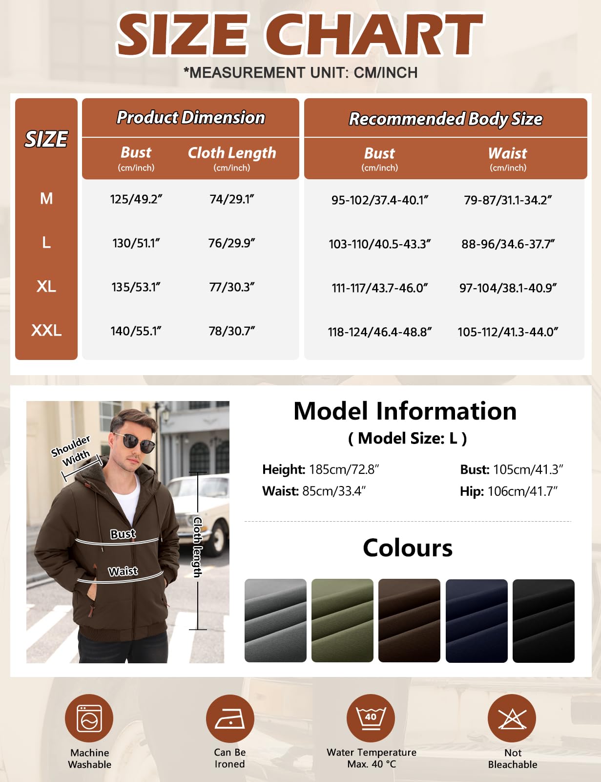 TOMEEK Giubbotto Invernale Uomo Giacca Caldo Giubbino Inverno in Pile Cappotto Spesso Parka Cappotti Antivento Elegante Casual con Cappuccio e Tasche Giacche
