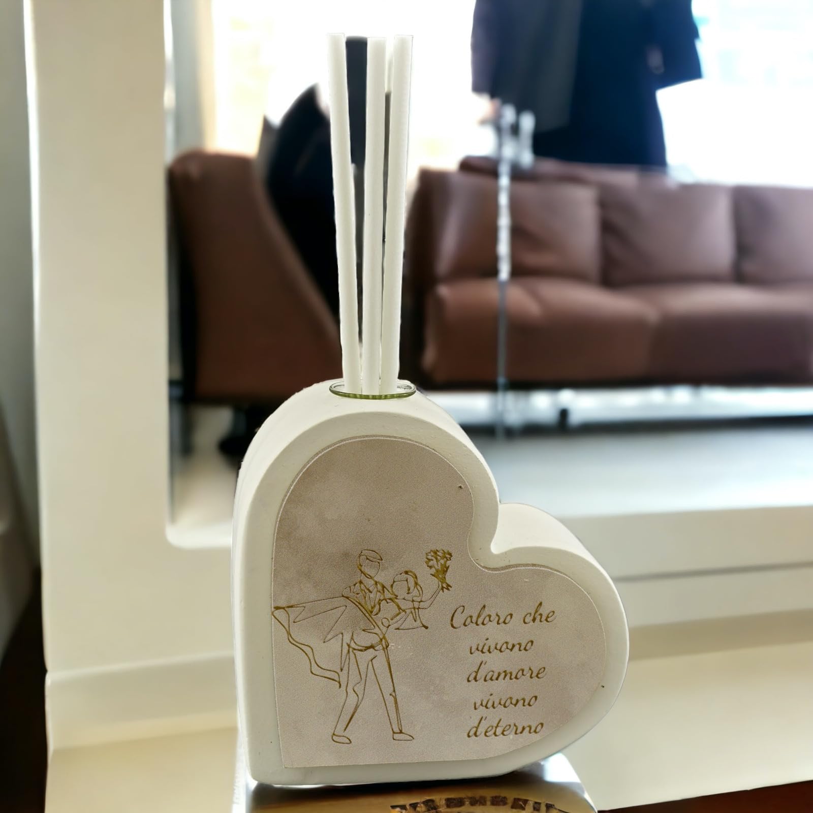 Doni Bomboniere Matrimonio 5PZ Diffusore Essenza con Sposi E Partecipazioni Utili 50 Anniversario Complete Wedding Idee Originali Economiche Eleganti Nozze Particolari Frase Coloro Che Vivono d'Amore