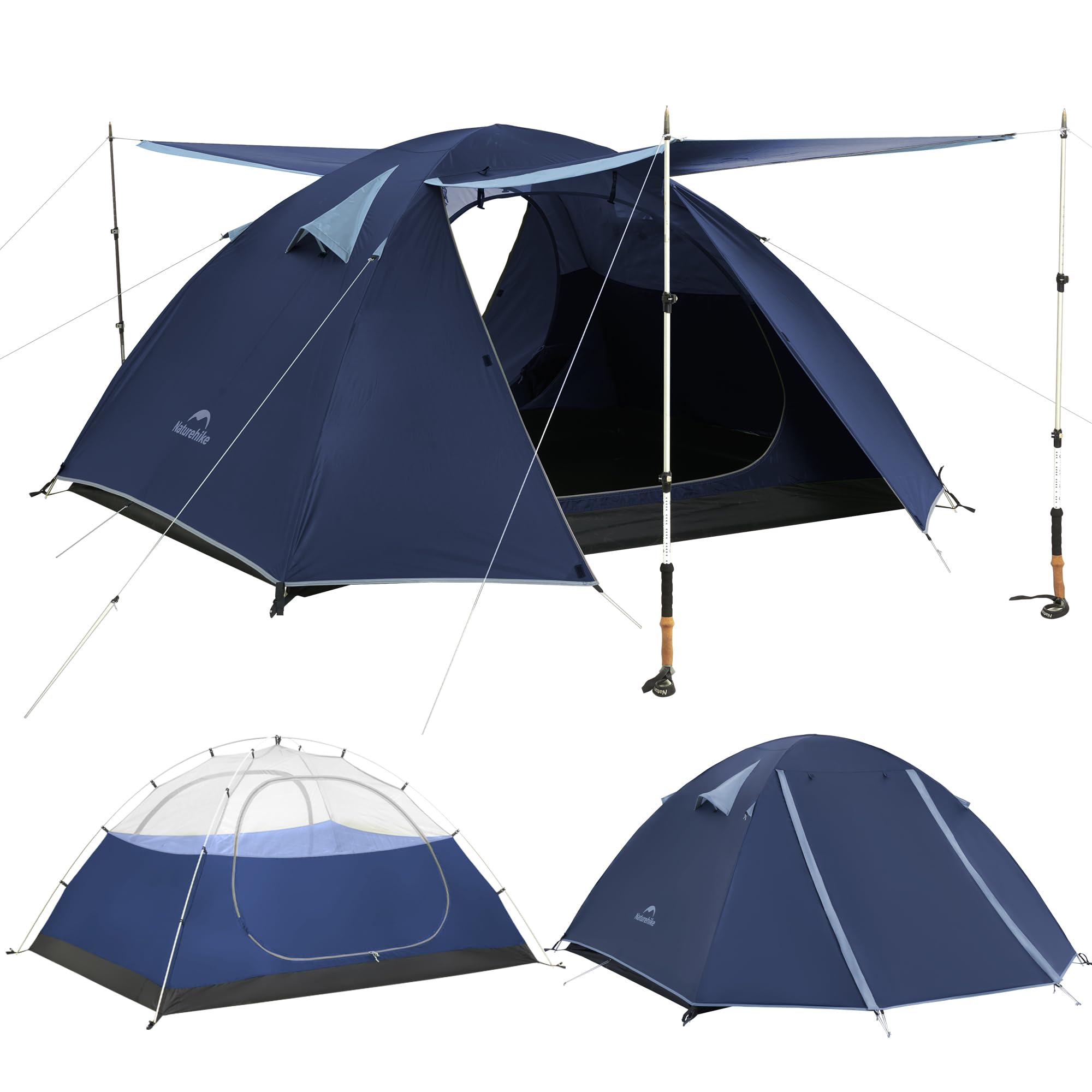 Naturehike Bleik-B 2/3/4 Person Camping Tent, Lightweight Backpacking Tents, Double Layer Waterproof Tent for Camping Hiking