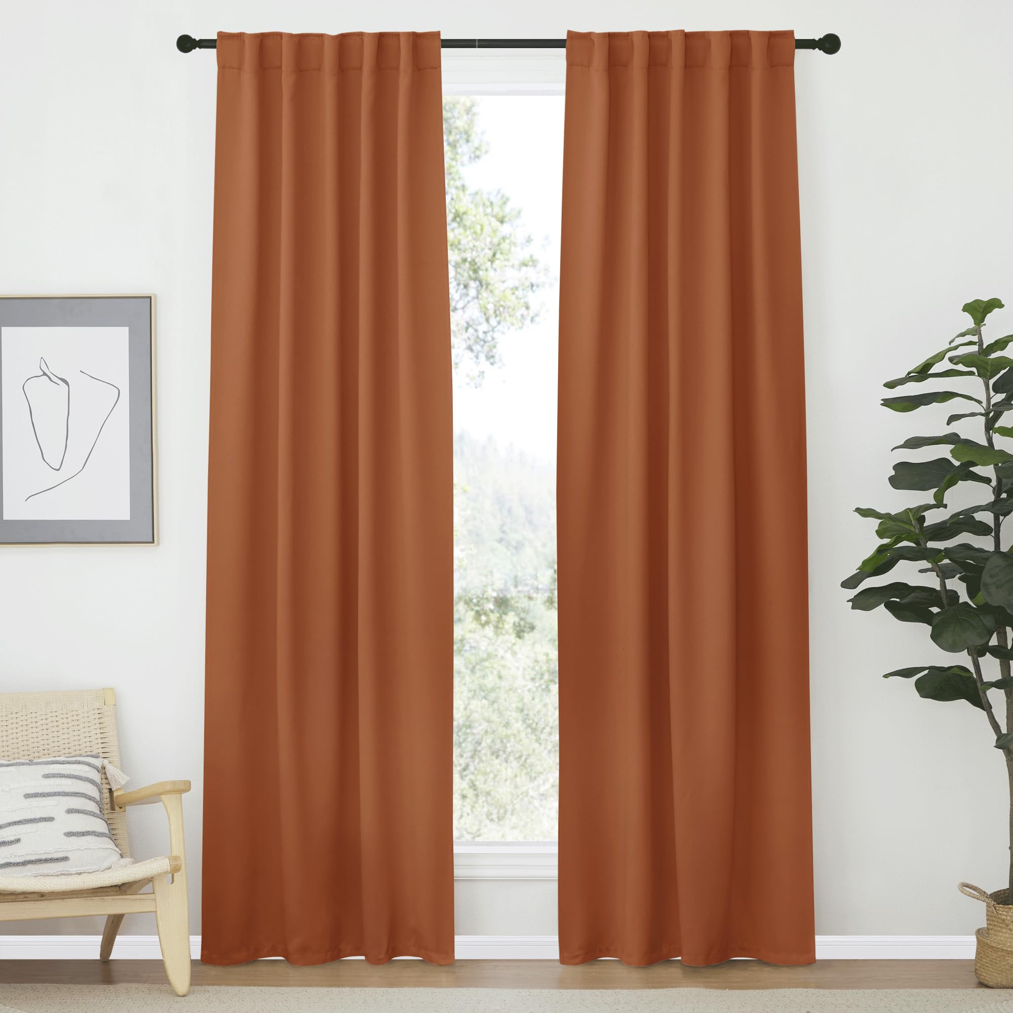 NICETOWN Blackout Curtain Panels Window Draperies - (Burnt Orange Color) 42-Inch Wide x84-Inch Long, 2 Pieces, Home Decoration Light &amp; Noise Reducing Window Covering Room Darkening Drapes for Bedroom
