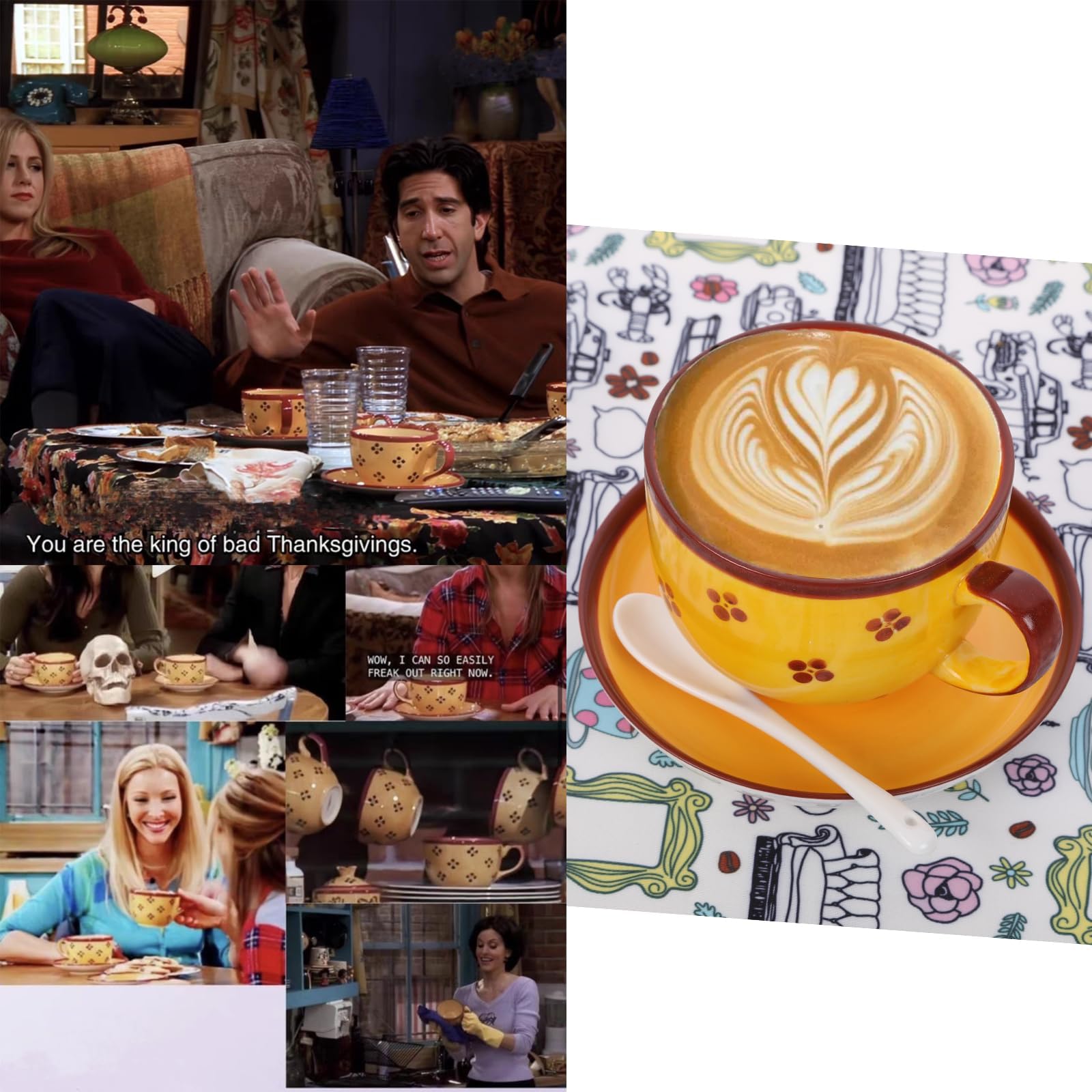 KINVI Friends TV Show Monica Coffee Cups + Mugs Dish+ Spoonsets/drinkware-cups-with-saucers/drinkware-saucers/Novelty Coffee Mugs…