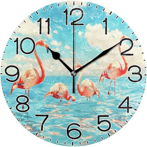 Miniatura 19 de Reloj de pared con ondas de playa, funciona con pilas, sin tictac, de cuarzo, analógico, rústico, rústico, reloj redondo, decoración retro para el