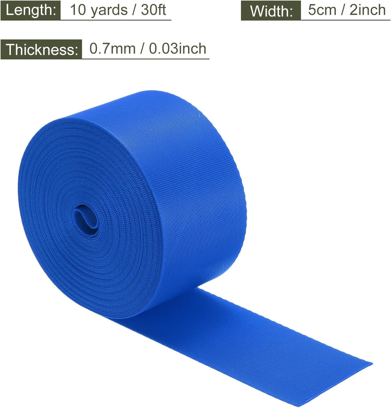 MECCANIXITY Flat Nylon Webbing Strap 2 Inch 10 Yards Polypropylene Webbing Blue for Backpack, Luggage-Rack, Outdoor Climbing, DIY Craft