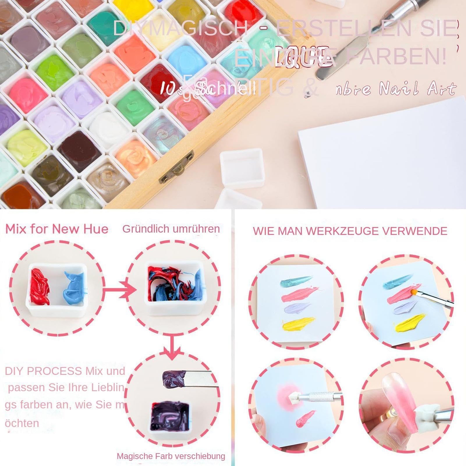 Żel Patting na paznokcie 60-kolorowe akcesoria manicure | Paleta gradientowa do paznokci z żelem Patting dla kobiet Do Domu, Salonu, Imprez, Ślubów, Wakacji, Dla Początkujących,