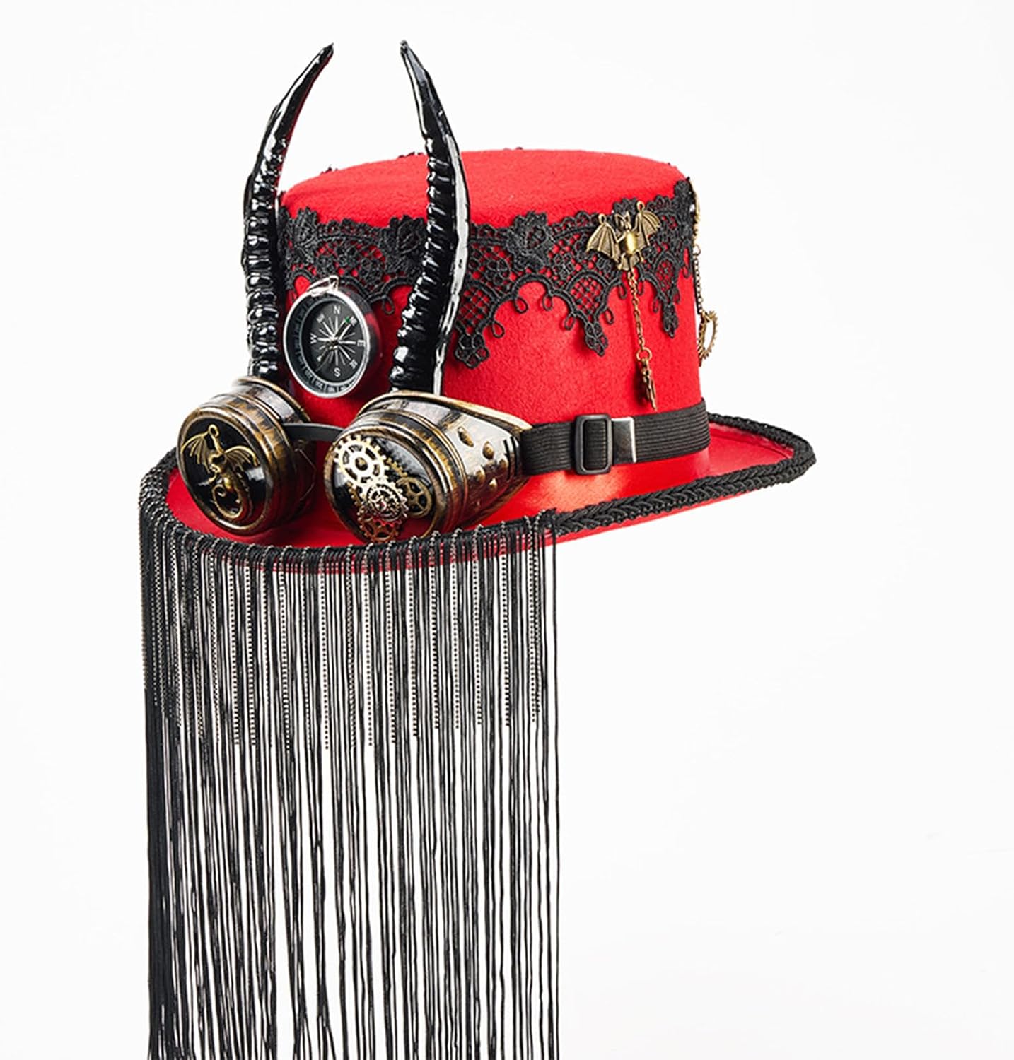 Freebily Adult Halloween Dress Up Gothic Steampunk Magician Hat Feather Hat for Dance Competition Party