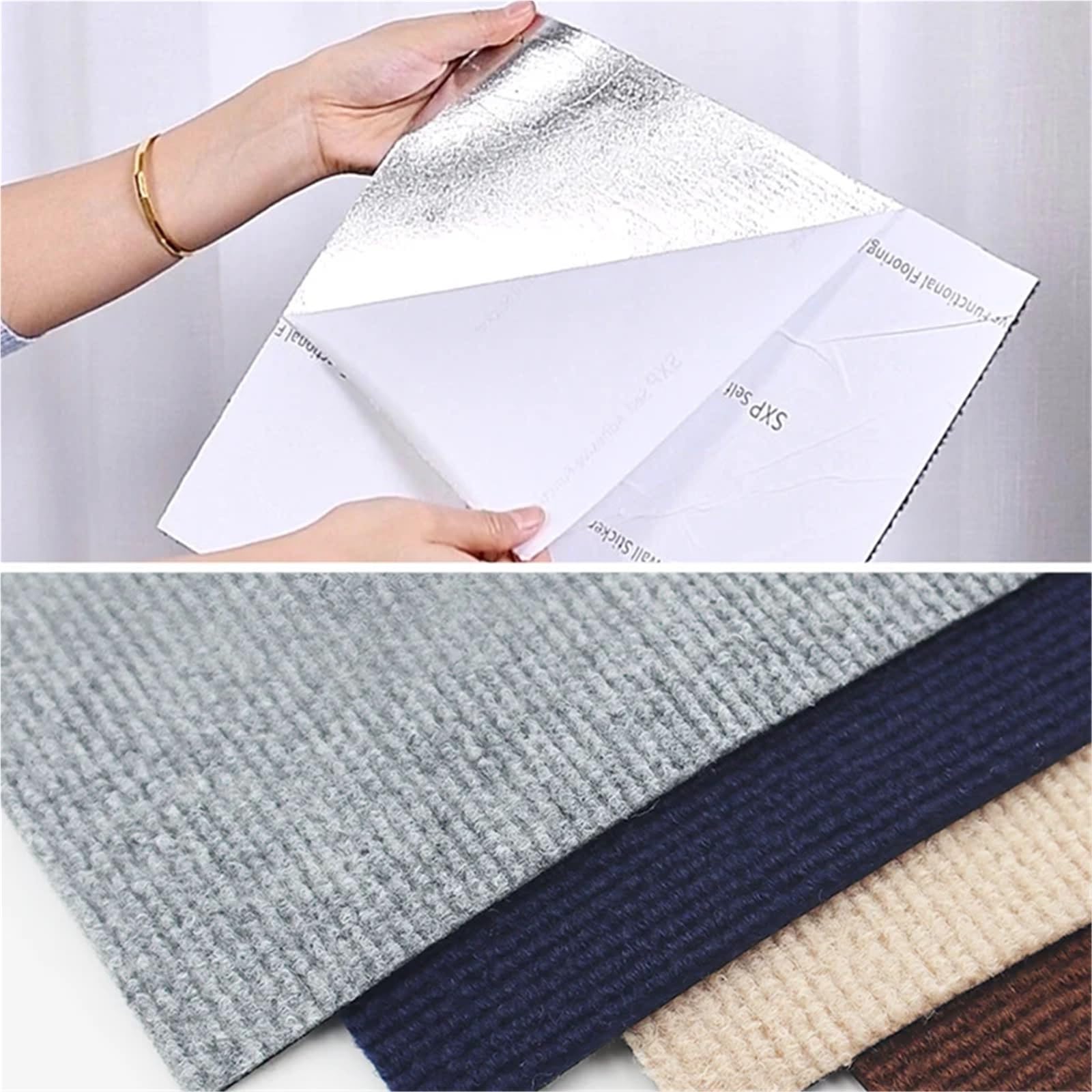 Teppichfliesen Selbstliegend 20 Stück Teppich 30x30cm, farbig gesteppt, selbstklebend, rutschfest, for Wohnzimmer, Couchtisch, Büro oder als Bodenmatte.(Dark Blue,20pcs)