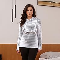 Vista 53 de Bhome Camisa de lactancia de manga larga con capucha para lactancia materna Negro/Gris