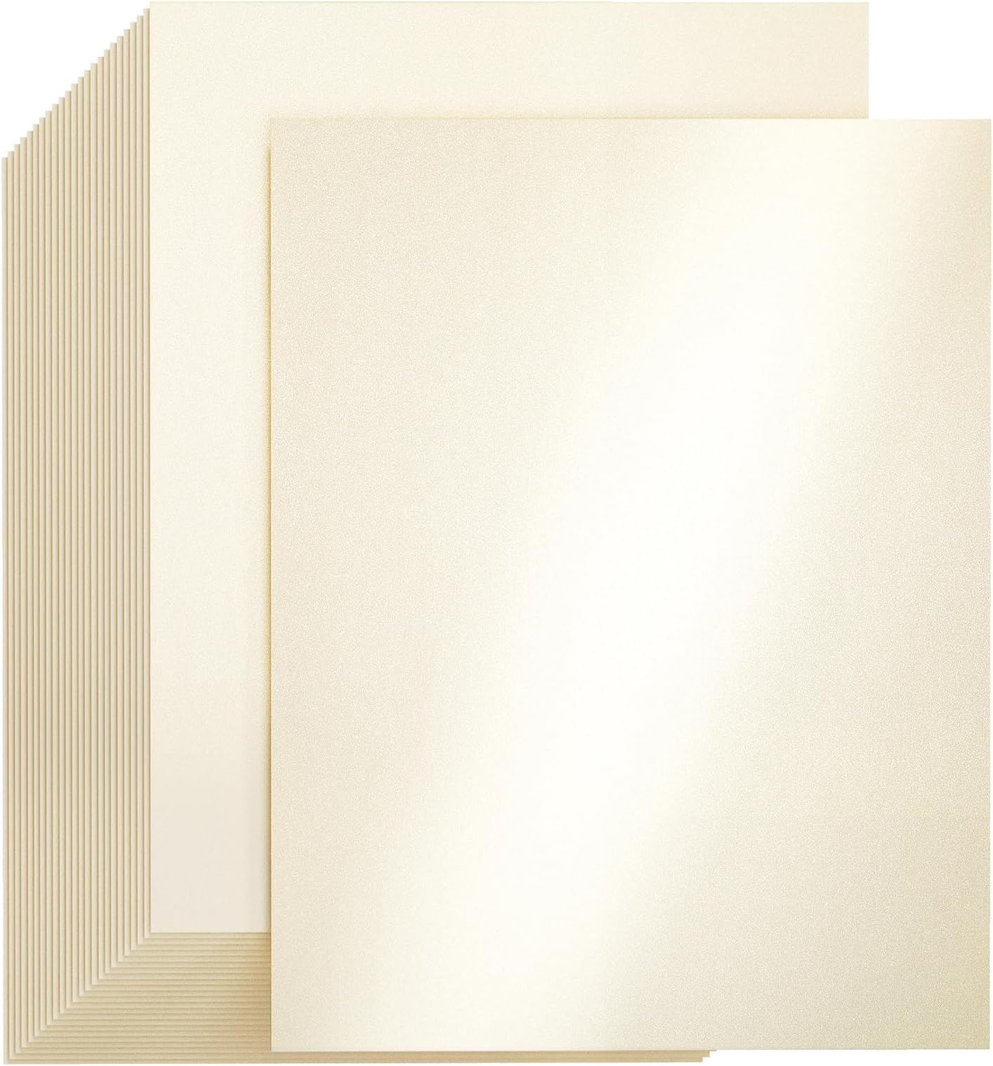 CREGEAR 25 Sheets Cream Shimmer Cardstock, 8.5 x 11 Cardstock Paper, Pearlescent Card Stock Printer Paper, Metallic Cards for Christmas Card Making, Invitations, DIY Crafts, Thick Cards 78lb/210gsm