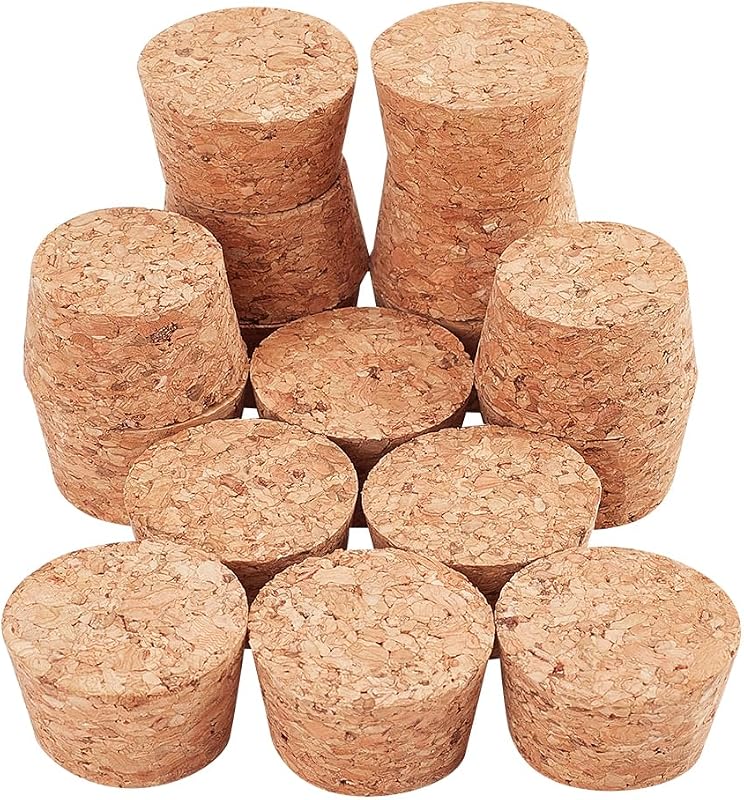 BENECREAT 30 Pieces Tapered Cork Stoppers, Cork Stoppers for Wine Bottle Stoppers, Durable Wood Wine Glass Bottles and Craft Projects, 33x28x20mm