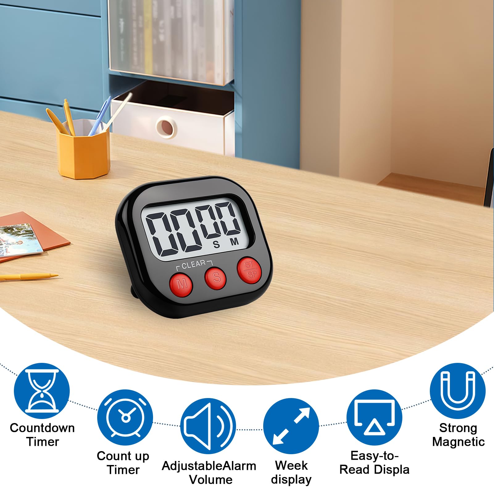 Timer Da Cucina Digitale DAMDAM GO Con Magnete E Display LCD - Multifunzione Per Studio, Lavoro, Esercizio
