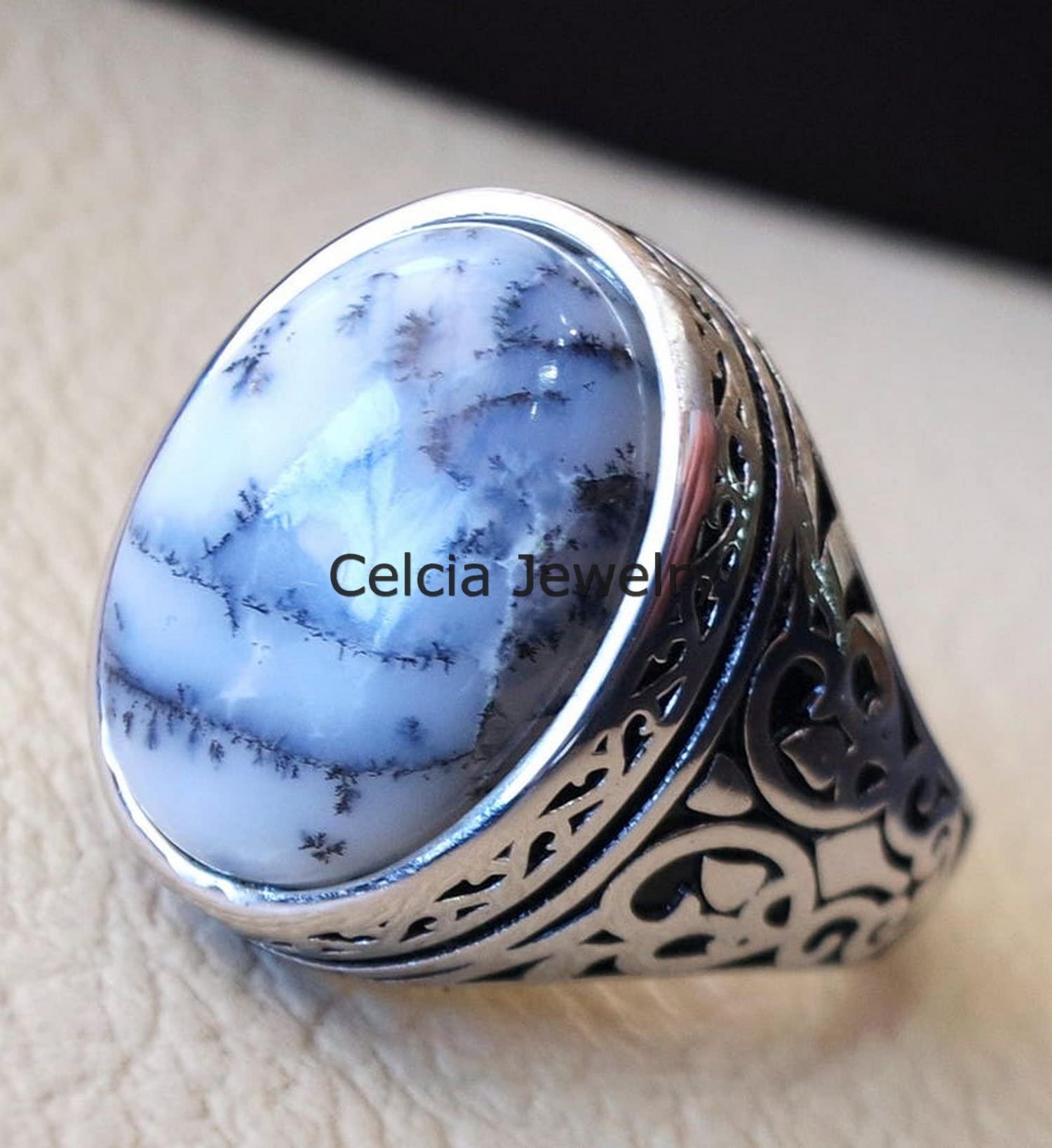 Anello ovale cabochon pietra preziosa viola agata ametista, anello di dichiarazione, anello sigillo, regali per la festa del papà, anello d'argento ossidato, regali di pietra di nascita di febbraio
