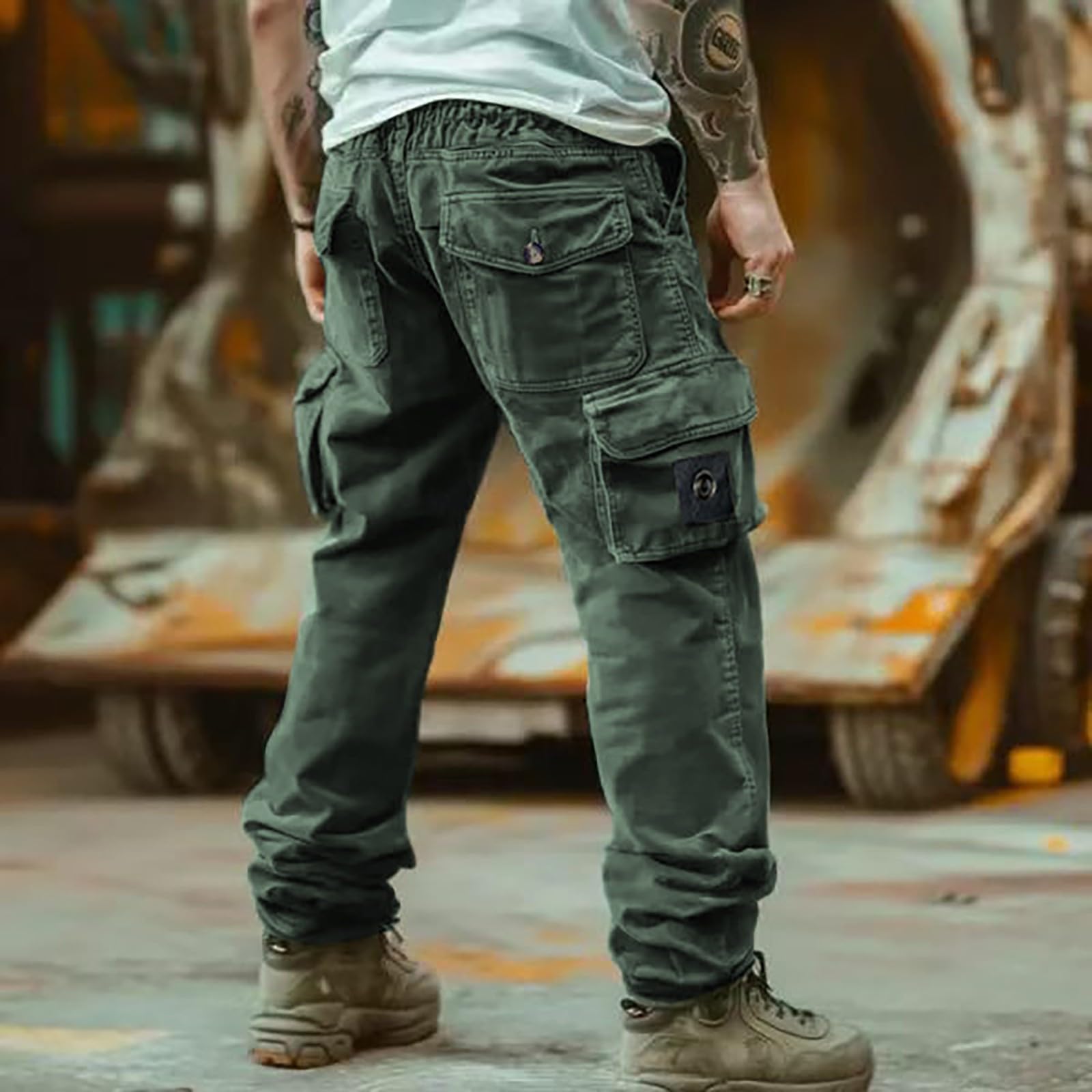 Generisch Pantaloni cargo da uomo 3XL elasticizzati: pantaloni da lavoro con molte tasche, pantaloni vintage con gambe dritte, pantaloni funzionali, resistenti all'abrasione, per il tempo libero