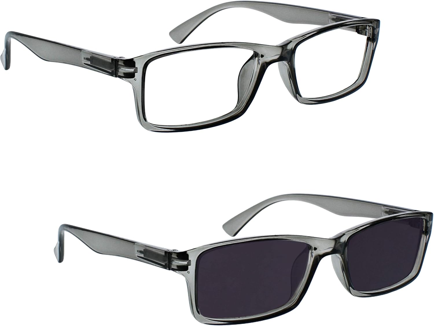OPULIZE PEP Reading Glasses and Reading Sunglasses for Women Men Large Rectangular Designer Frame with Spring Hinges
