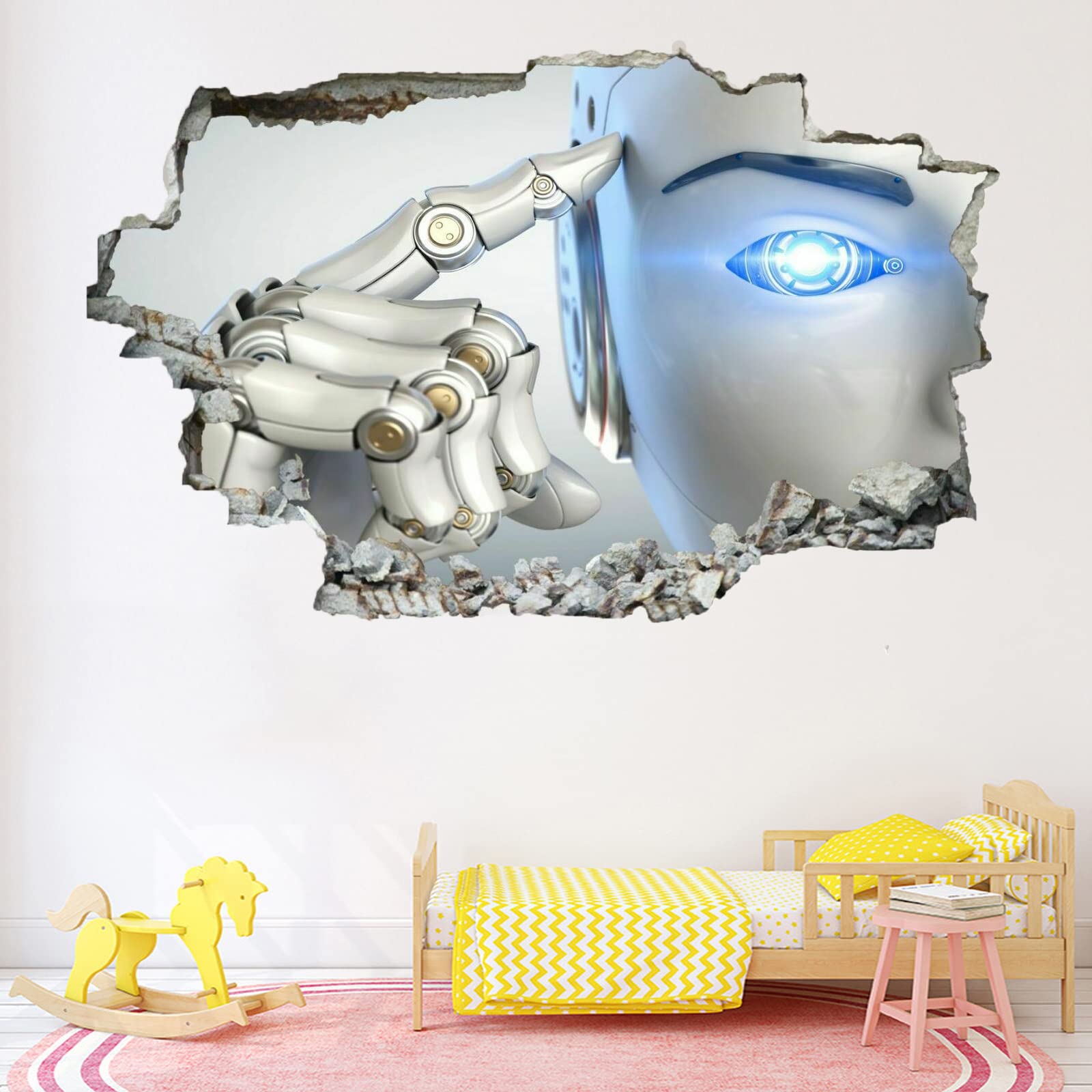 Tecnología Calcomanía Rota 3D, Abstracción Adhesivo Extraíble De Vinilo Para Despegar Y Pegar, Tatuaje De Pared Niñas Niños Dormitorio Guardería Habitación Decoración Para El Hogar 75x113cm