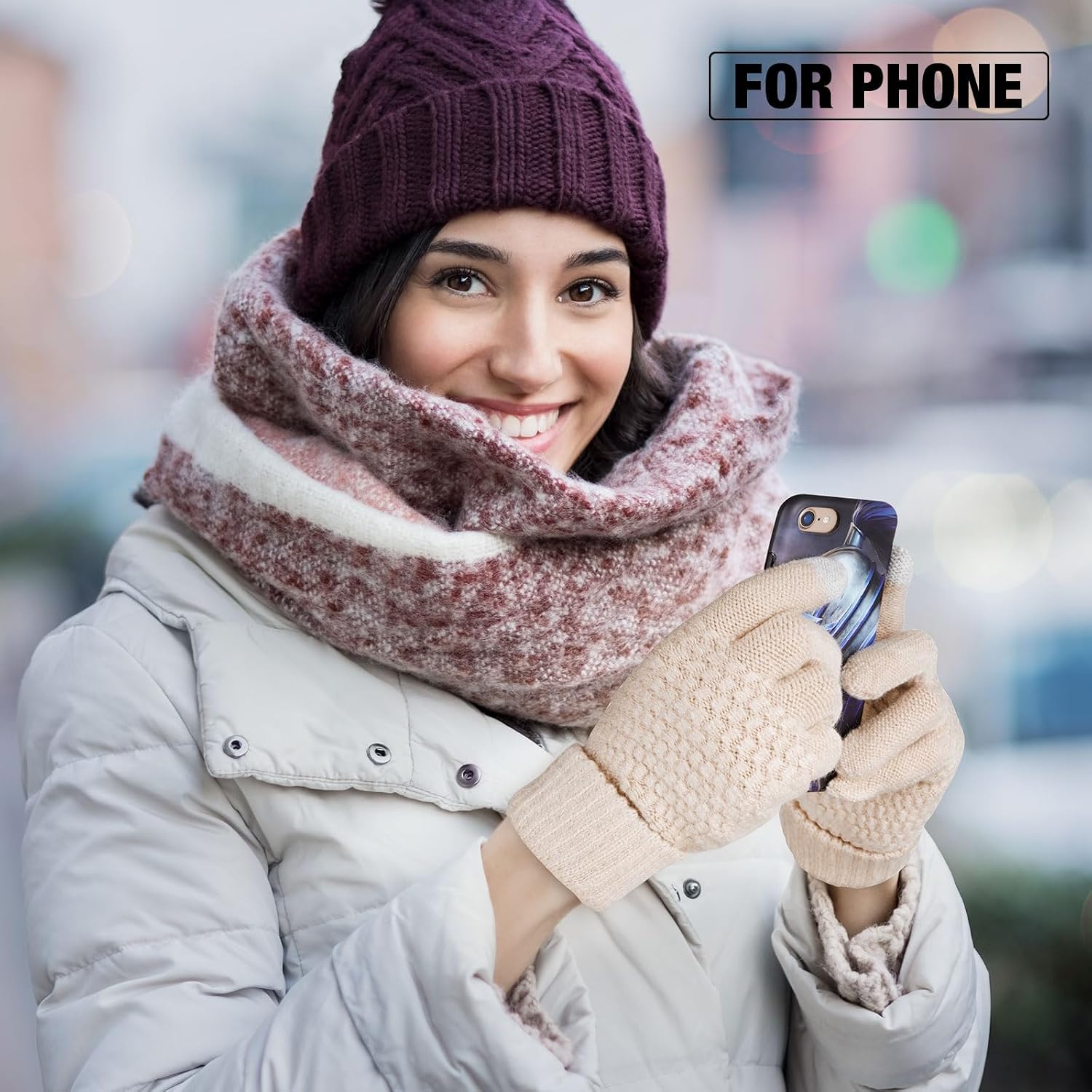 SATINIOR 8 Pairs Women's Winter Gloves Warm and Fleece Lining Knit Touchscreen Elastic Cuff Texting Gloves