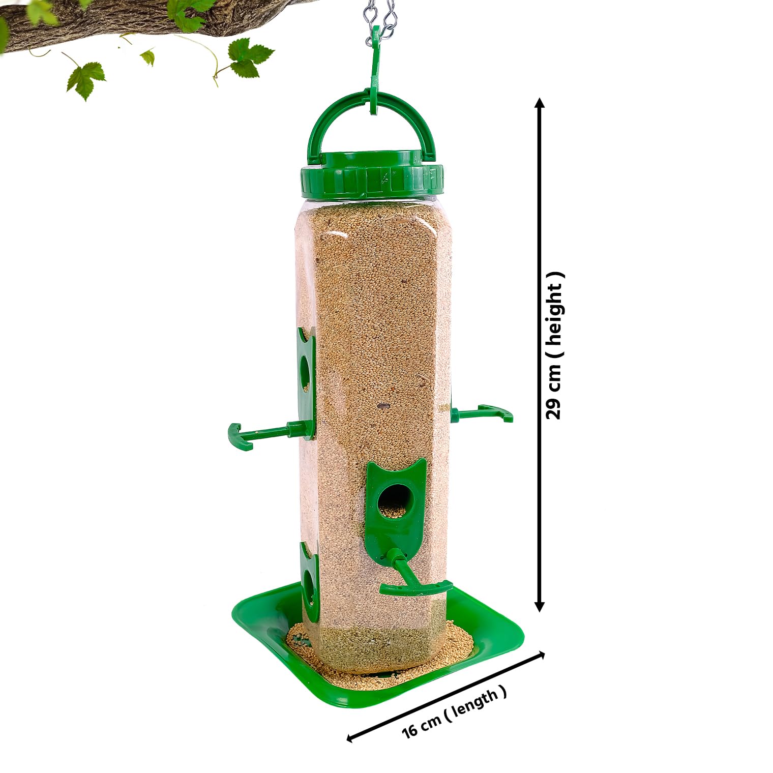 Hexagon Bird Feeder with 6 Feeding Ports, 29 x 16 x 16 cm - Holds 1800g Bird Food, Durable Food-Grad - Image 4 thumbnail