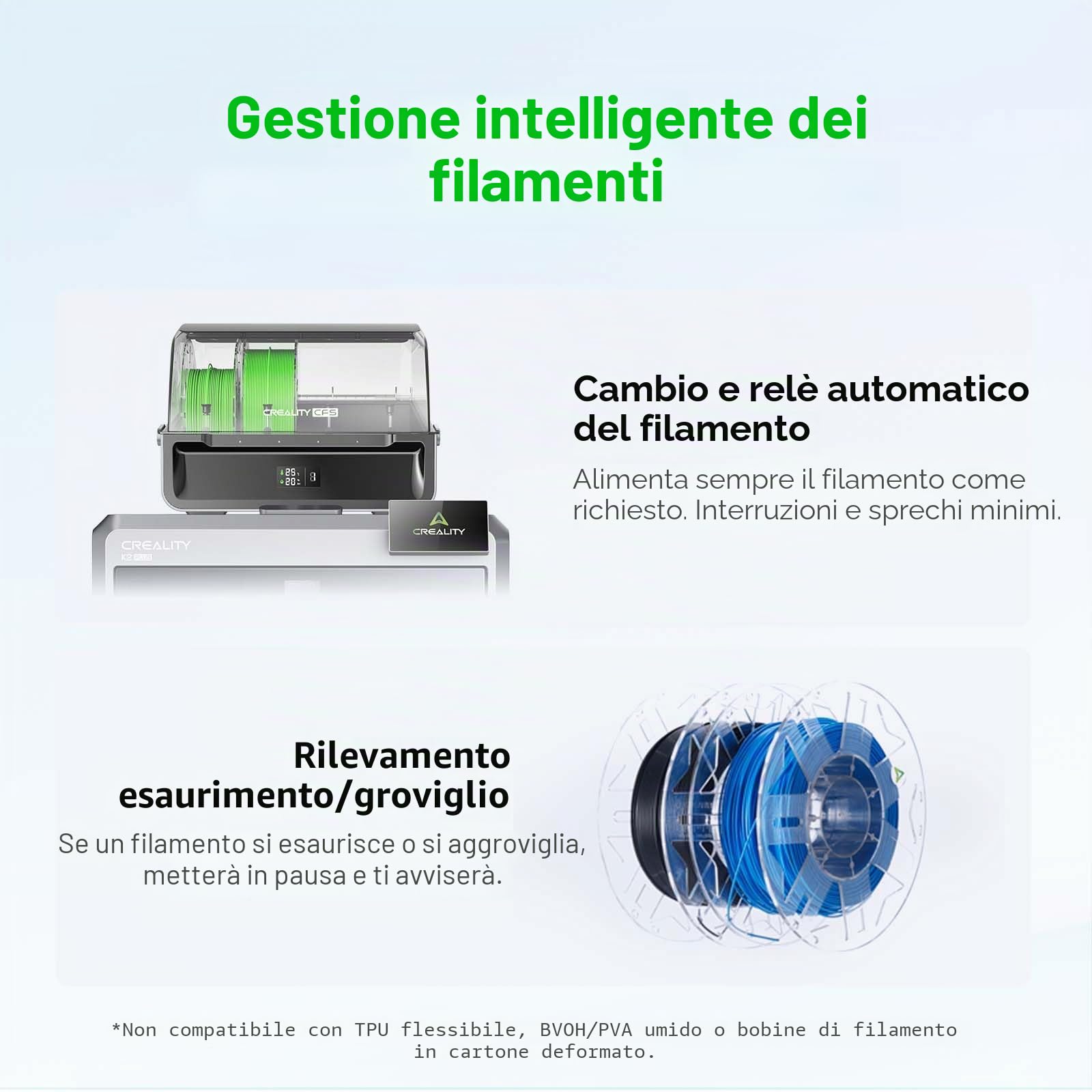 Creality CFS Sistema di filamento, sistema automatico di filamento multicolore, CFS alimentazione automatica del filamento, essiccatore di filamento, per stampanti 3D K2 SE/K2 Pro/K2/K2 Plus/Hi