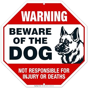 Beware of Dog Sign German Shepherd, Dog Warning Sign, | 12x12 Inches, Rust Free .040 Aluminum, Made in USA by Sigo Signs