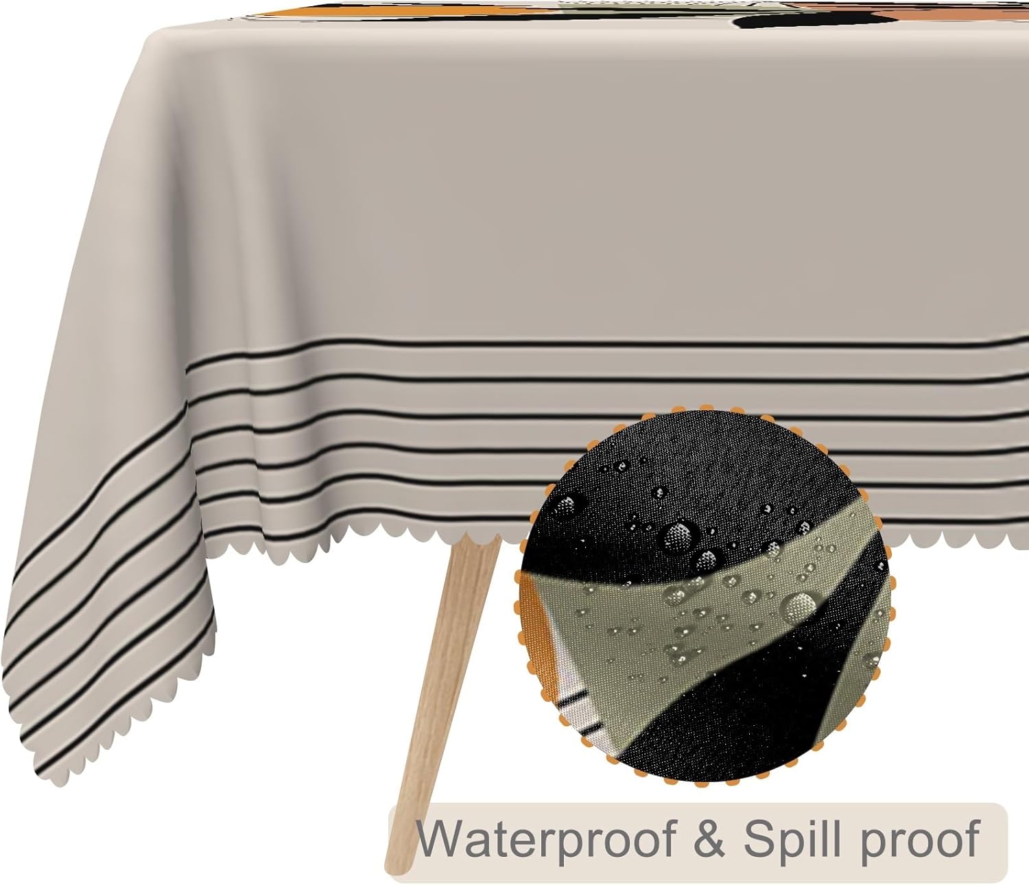 70x70inches Mid Century Boho Square Tablecloth Abstract Minimalist Arch Leaf Semicircle Sun Contemporary Modern Table Cloth Waterproof Fabric Table Cover for Kitchen Dining Room Home Decor