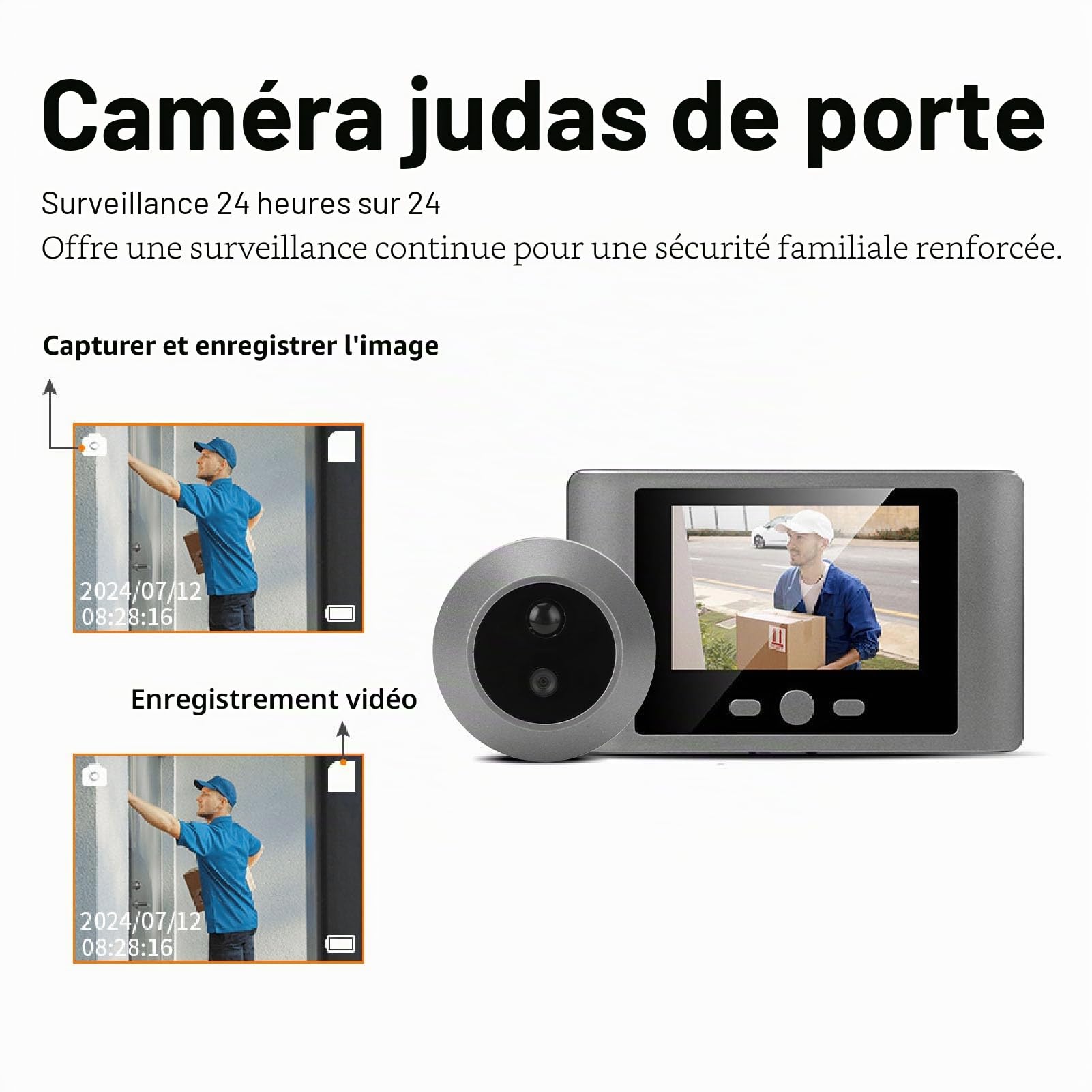 SEAFRONT Judas électronique Sonnette PIR Détection De Mouvement Numérique Judas Caméra Nuit Vue 2.8 Pouce LCD Visionneuse De Porte