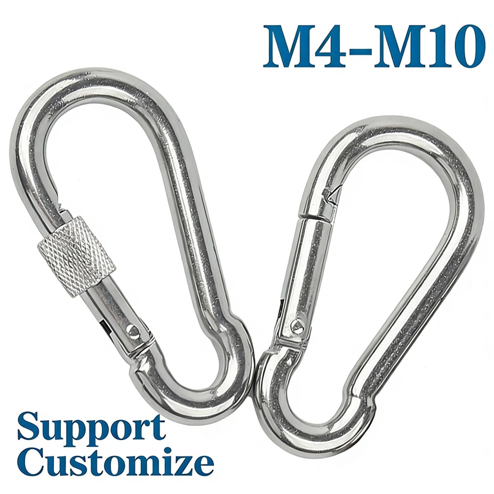 Mosquetones Acero Inoxidable M4-M10 de acero inoxidable con resorte, mosquetón, anillo bloqueo, gancho, grillete, soporte sujeción personalizado(M8(1),5pcs)