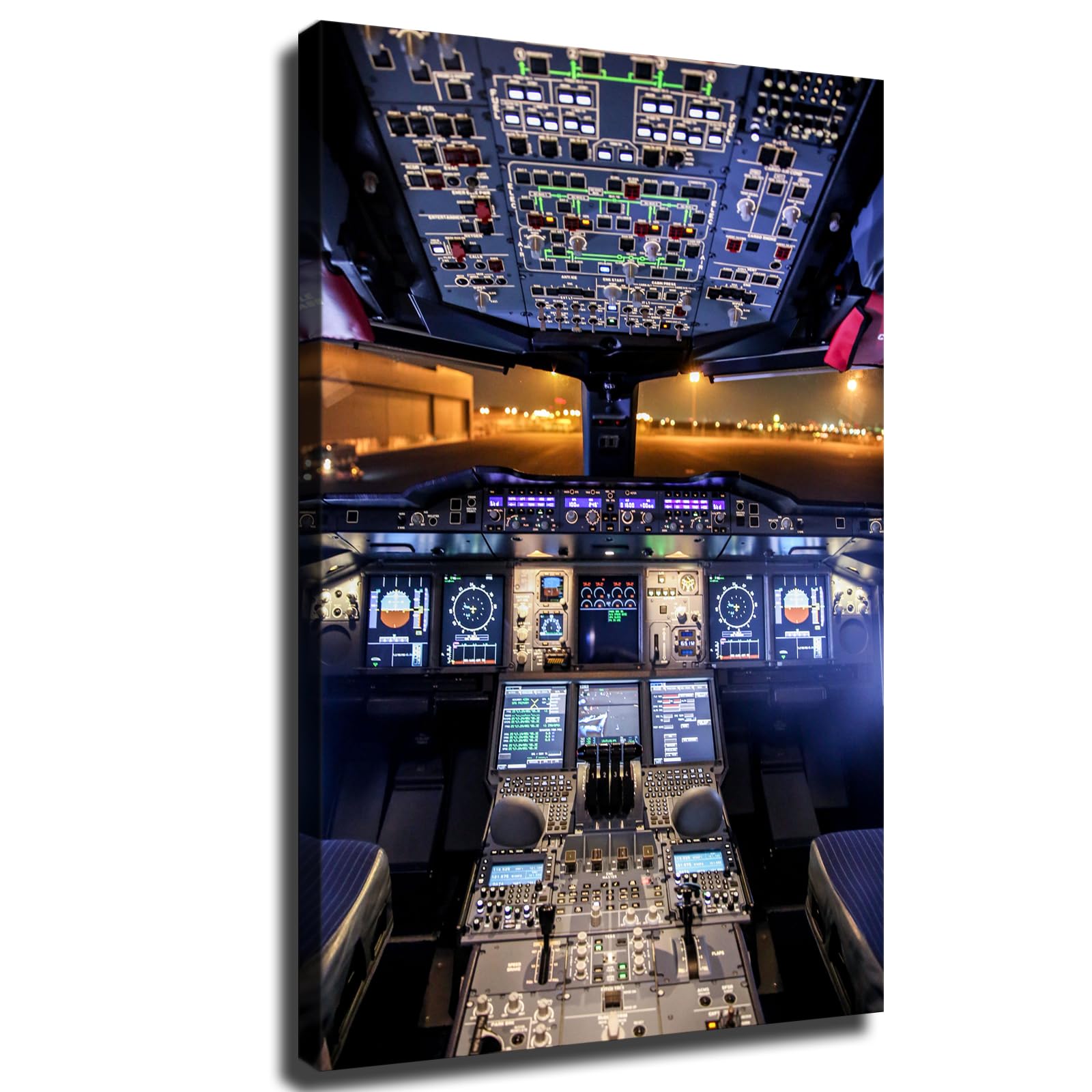 Airbus Night Cockpit Poster Poster Wall Art for Living Room Bedroom Wall Art Printins Wall Decor (24x36inch-No Framed)