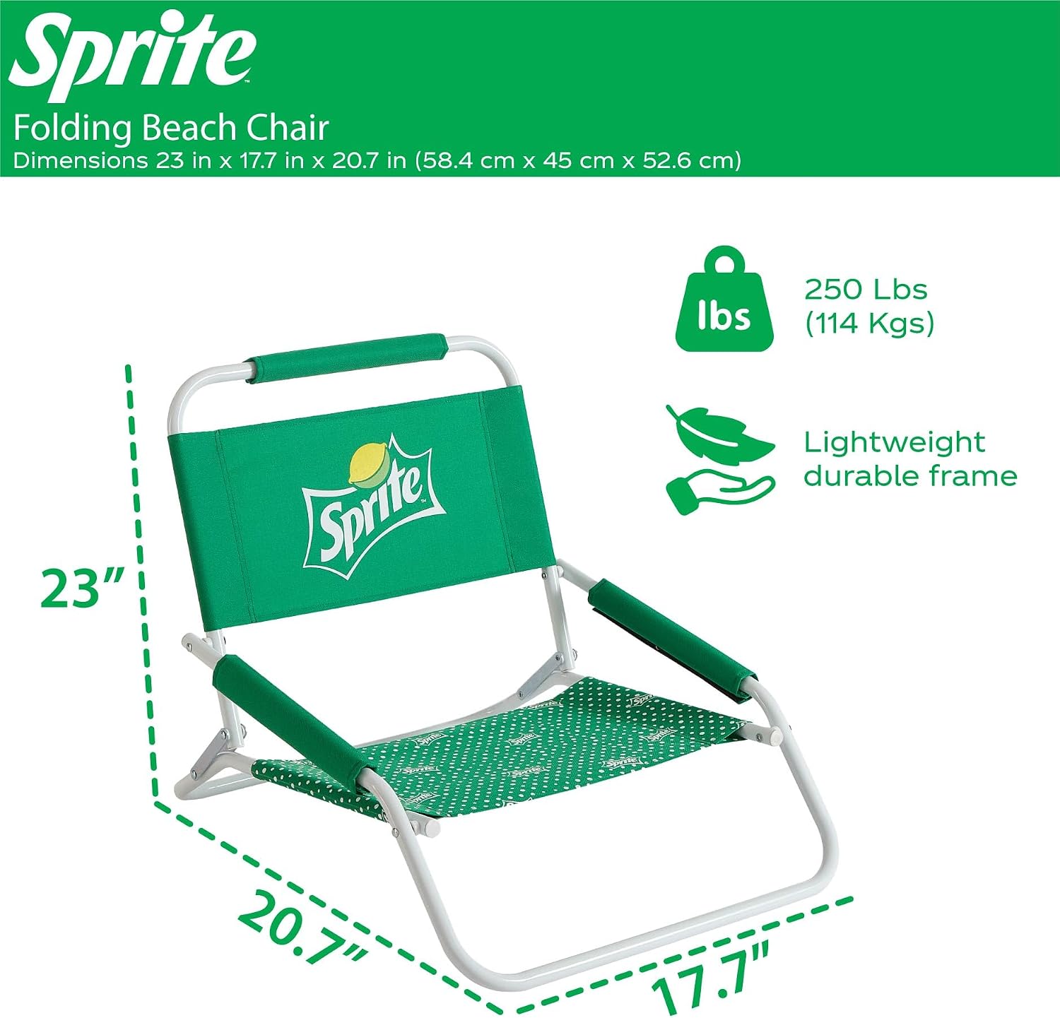 Spirte Low Beach Chair, Portable Folding Chair for Outdoor Use, Beach, Sand, Camping & Backyard