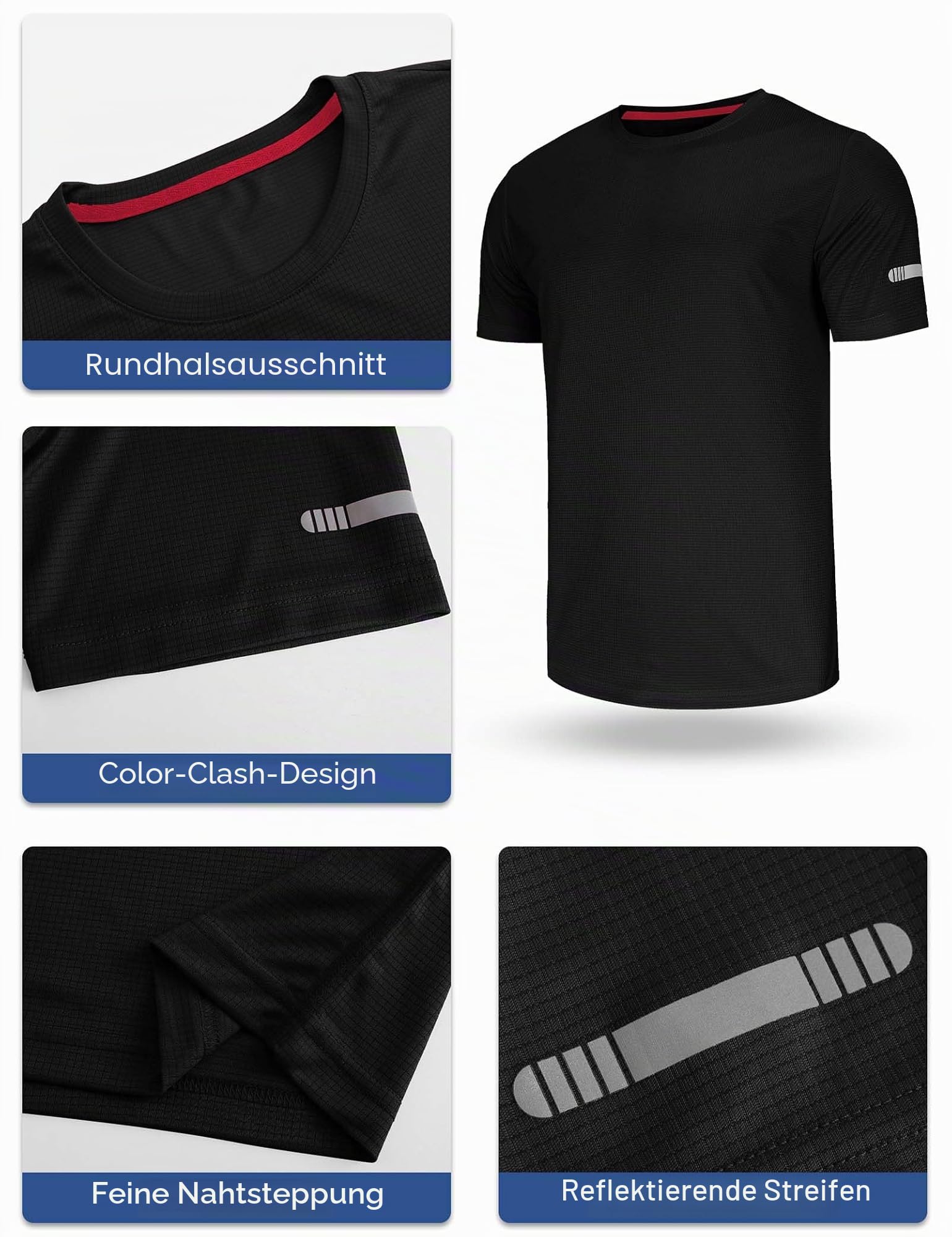 3/5 Pack T-Shirts Für Herren Sport Tshirts Herren Funktionsshirt Laufshirt Herren Kurzarm Sommer Fitnessshirt Trainingsshirt Sport Kleidung Männer Atmungsaktive Shirts